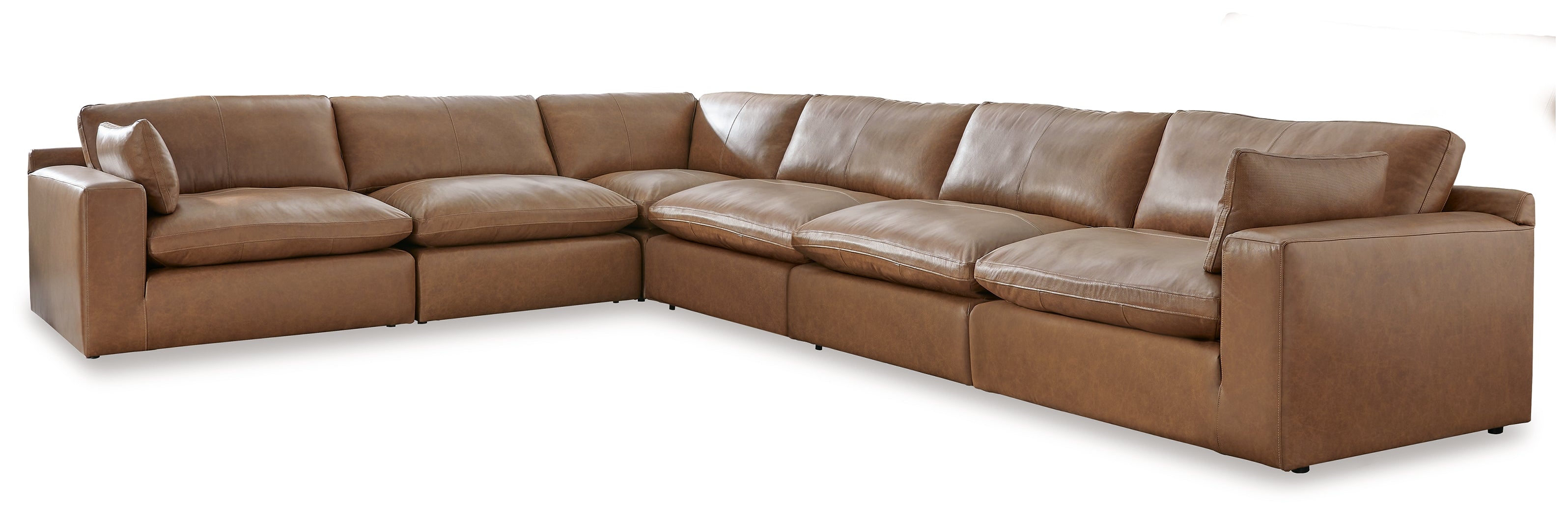 Tampa Furniture Outlet Lutz - Ashley Furniture - Emilia Sectional - RAF 6-Piece Sectional / Caramel - 30901S5