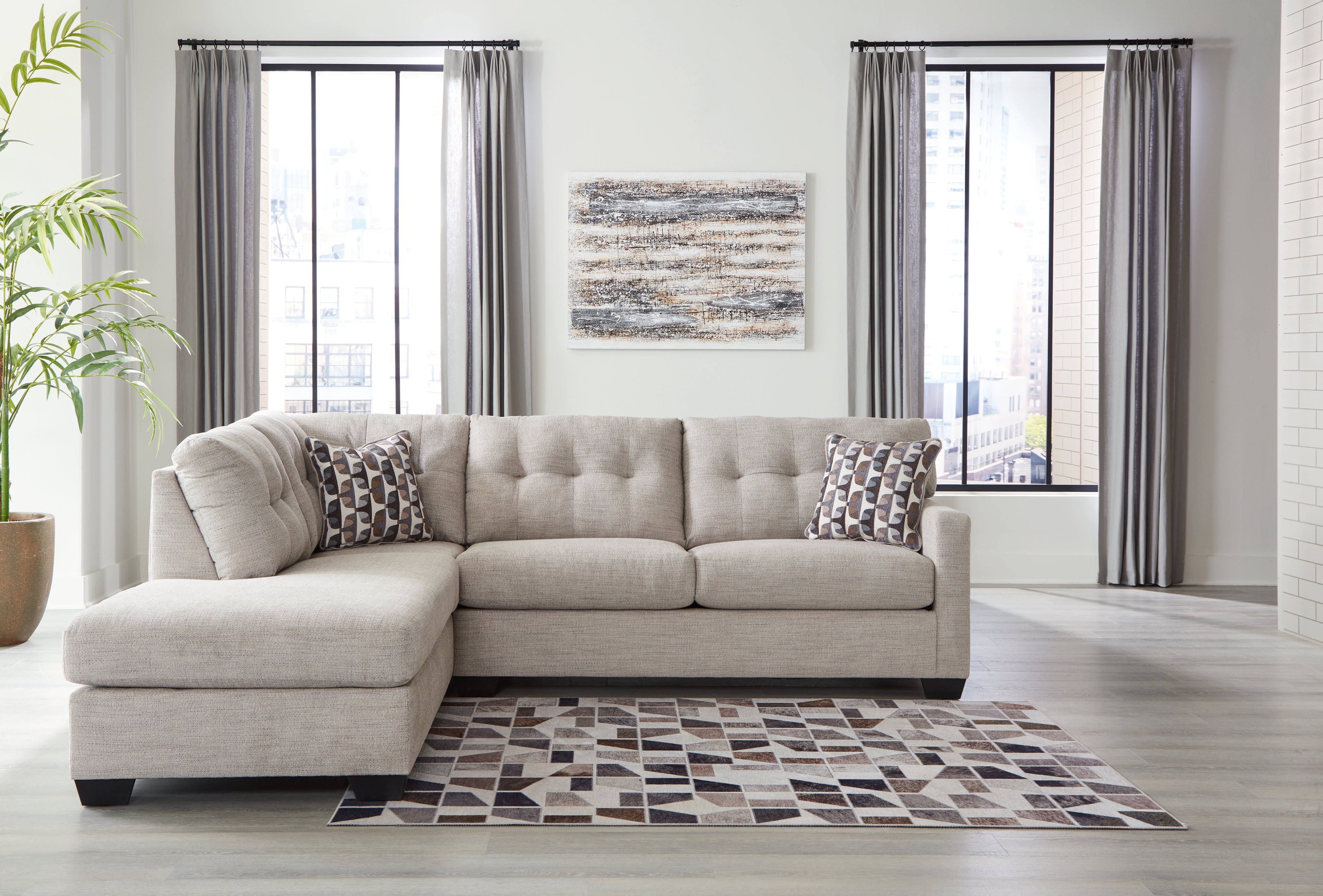 Tampa Furniture Outlet Lutz - Ashley Furniture - Mahoney Sectional - RAF 2-Piece Sectional with Chaise / Pebble - 31004S1