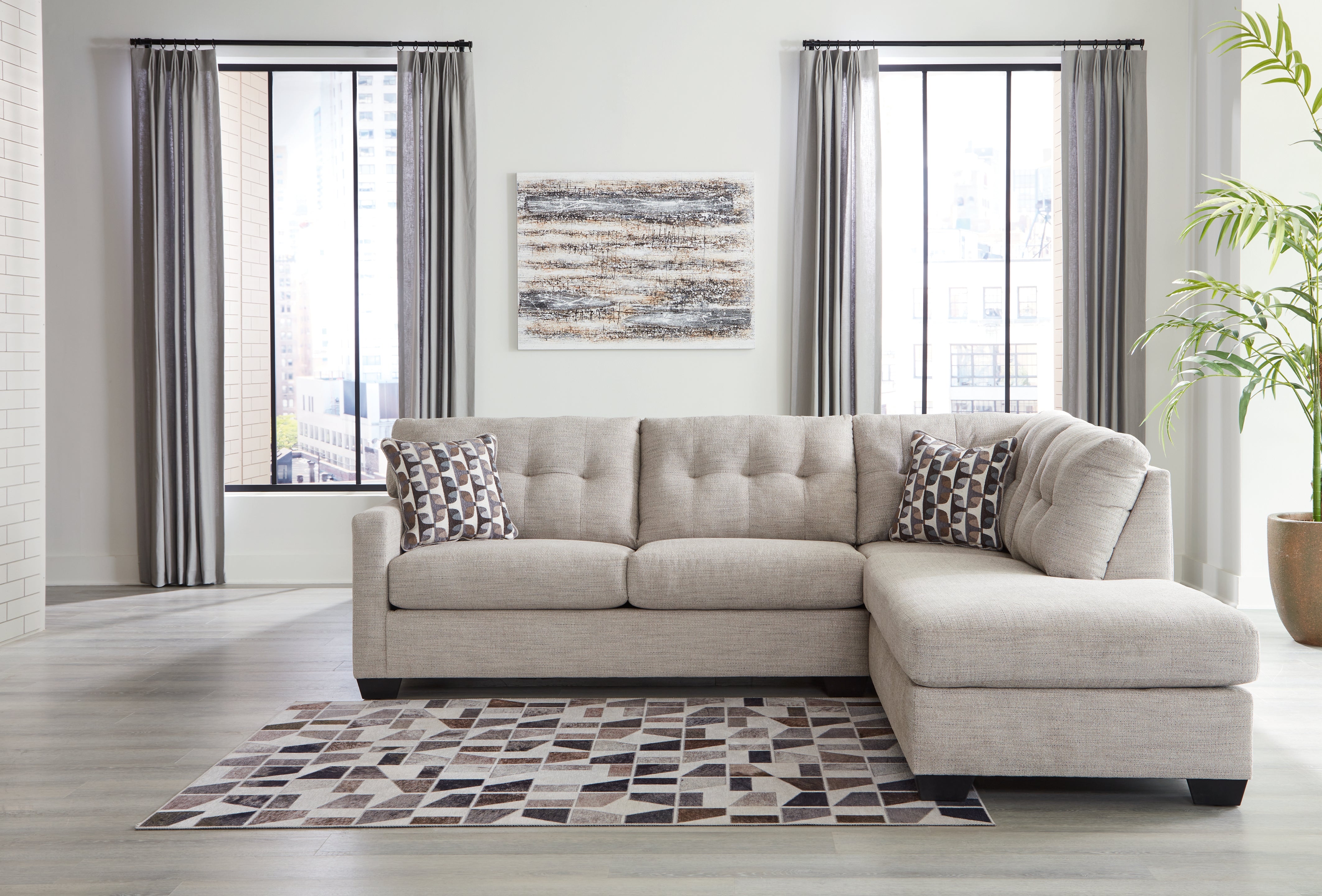 Tampa Furniture Outlet Lutz - Ashley Furniture - Mahoney Sectional - LAF 2-Piece Sectional with Chaise / Pebble - 31004S2