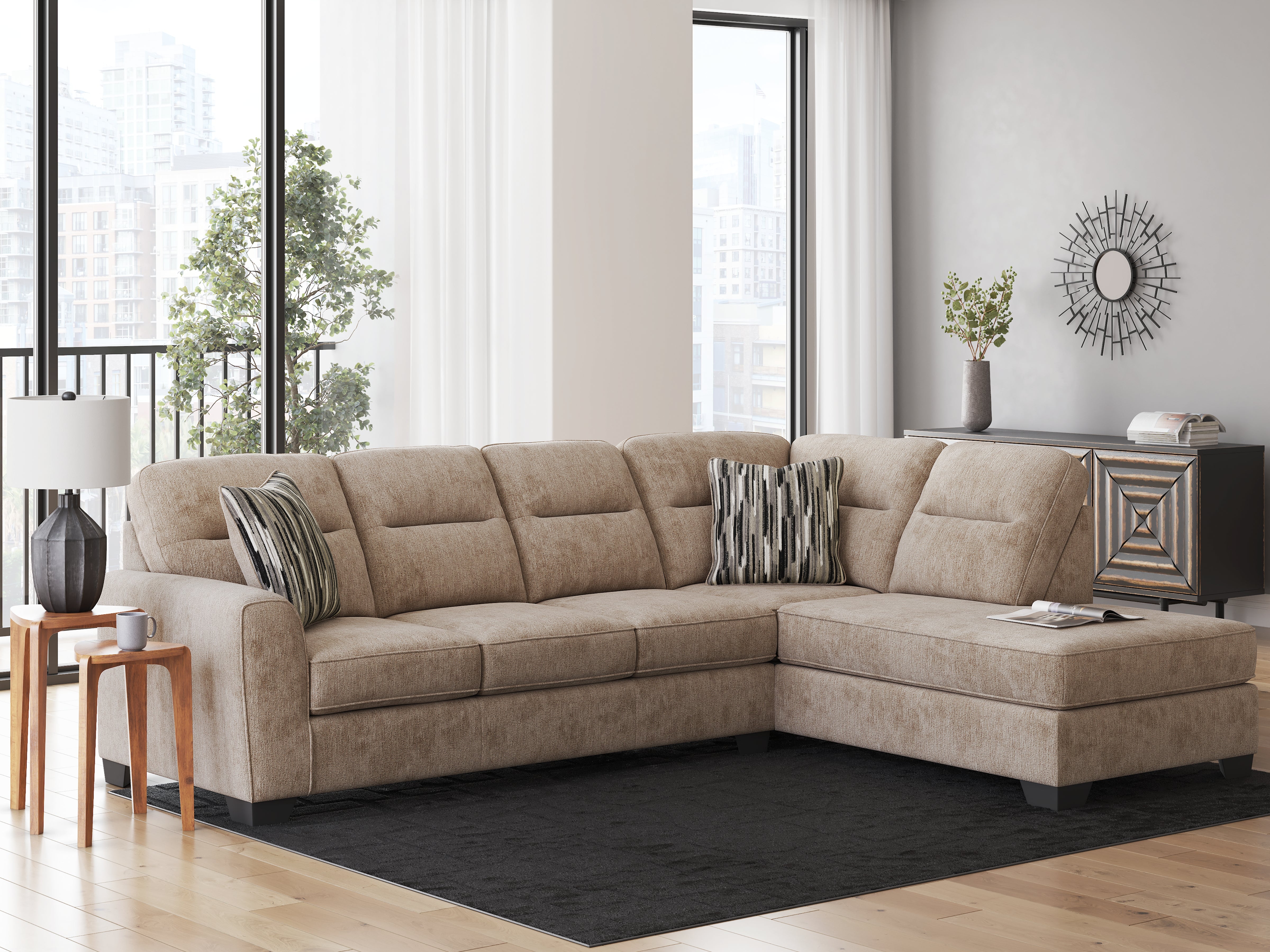 Tampa Furniture Outlet Lutz - Ashley Furniture - Olten Sectional - LAF 2-Piece Sectional with Chaise / Mocha - 31304S2