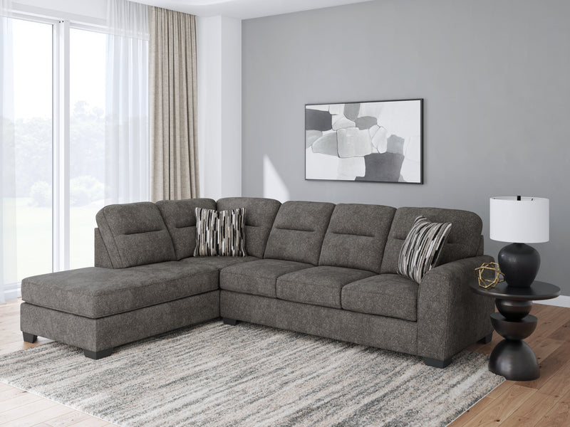 Tampa Furniture Outlet Lutz - Ashley Furniture - Olten Sectionals - RAF 2-Piece Sectional with Chaise / Graphite - 31305S1