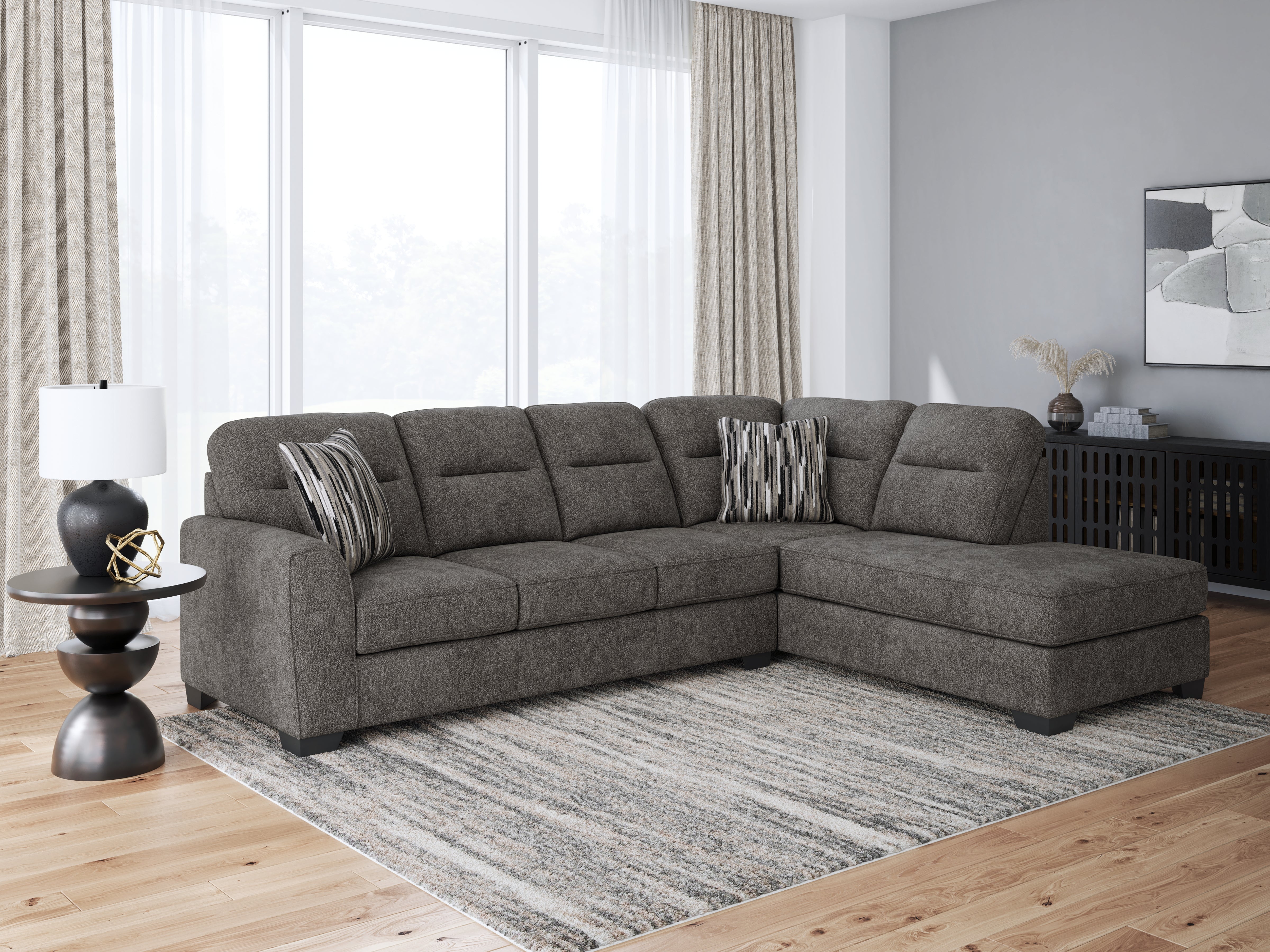 Tampa Furniture Outlet Lutz - Ashley Furniture - Olten Sectional - LAF 2-Piece Sectional with Chaise / Graphite - 31305S2