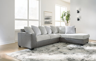 Tampa Furniture Outlet Lutz - Ashley Furniture - Clairette Court Sectional - RAF 2-Piece Sectional with Chaise / Alloy - 31503S1