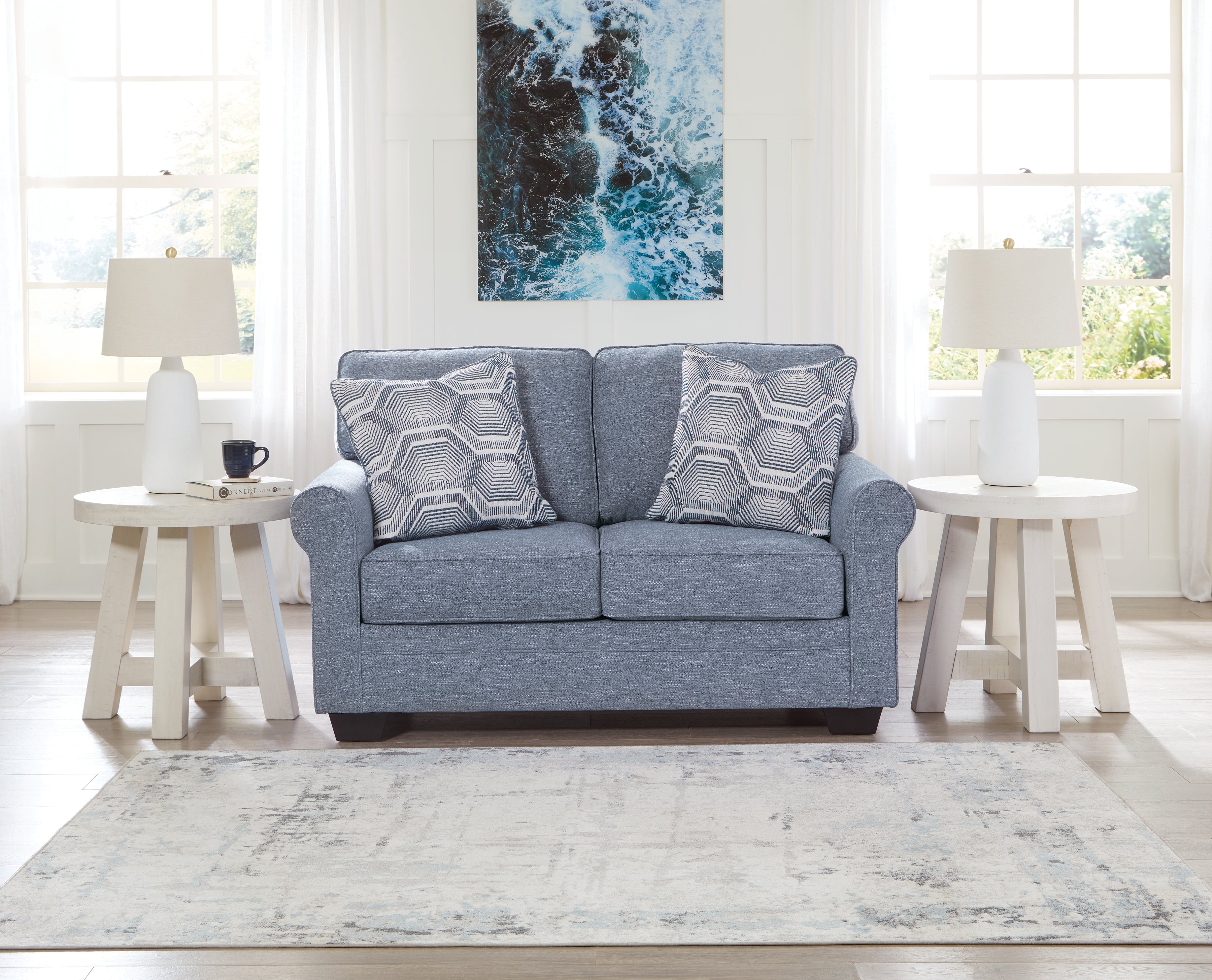Tampa Furniture Outlet Lutz - Ashley Furniture - Carissa Manor Living Room - Loveseat / Denim - 3260435
