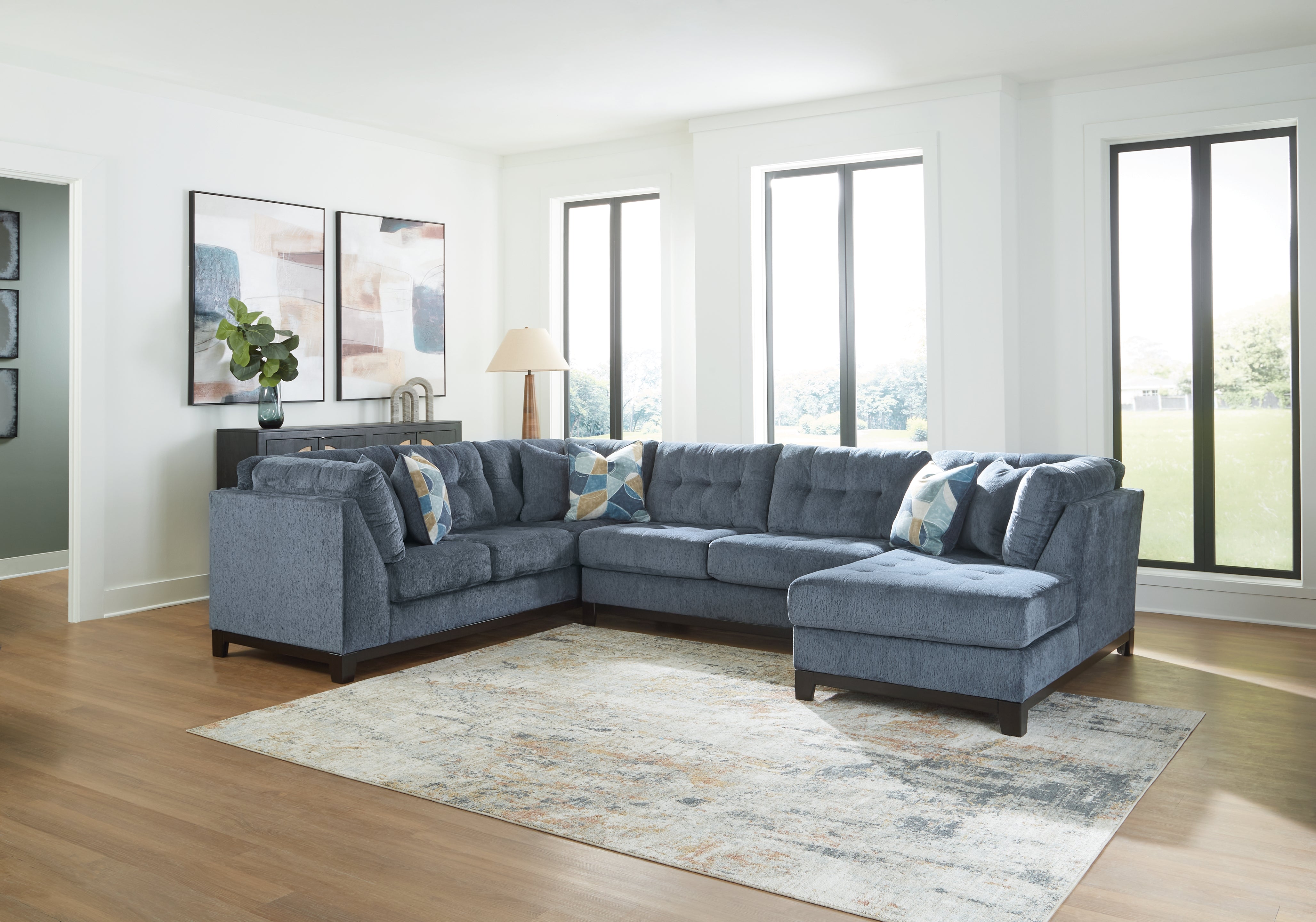 Tampa Furniture Outlet Lutz - Ashley Furniture - Maxon Place Sectional - 3-Piece Sectional with Chaise / Navy - 33003S2