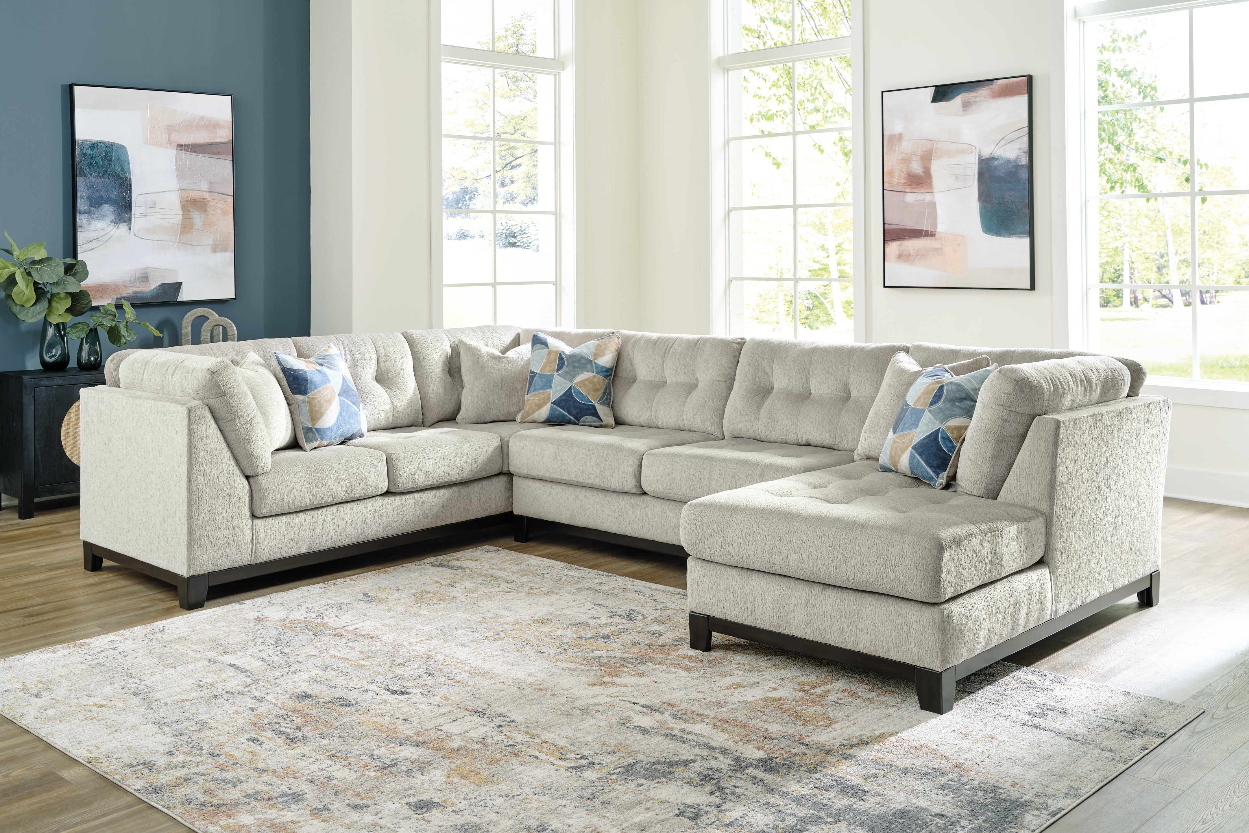 Tampa Furniture Outlet Lutz - Ashley Furniture - Maxon Place Sectional - 3-Piece Sectional with Chaise / Stone - 33004S2