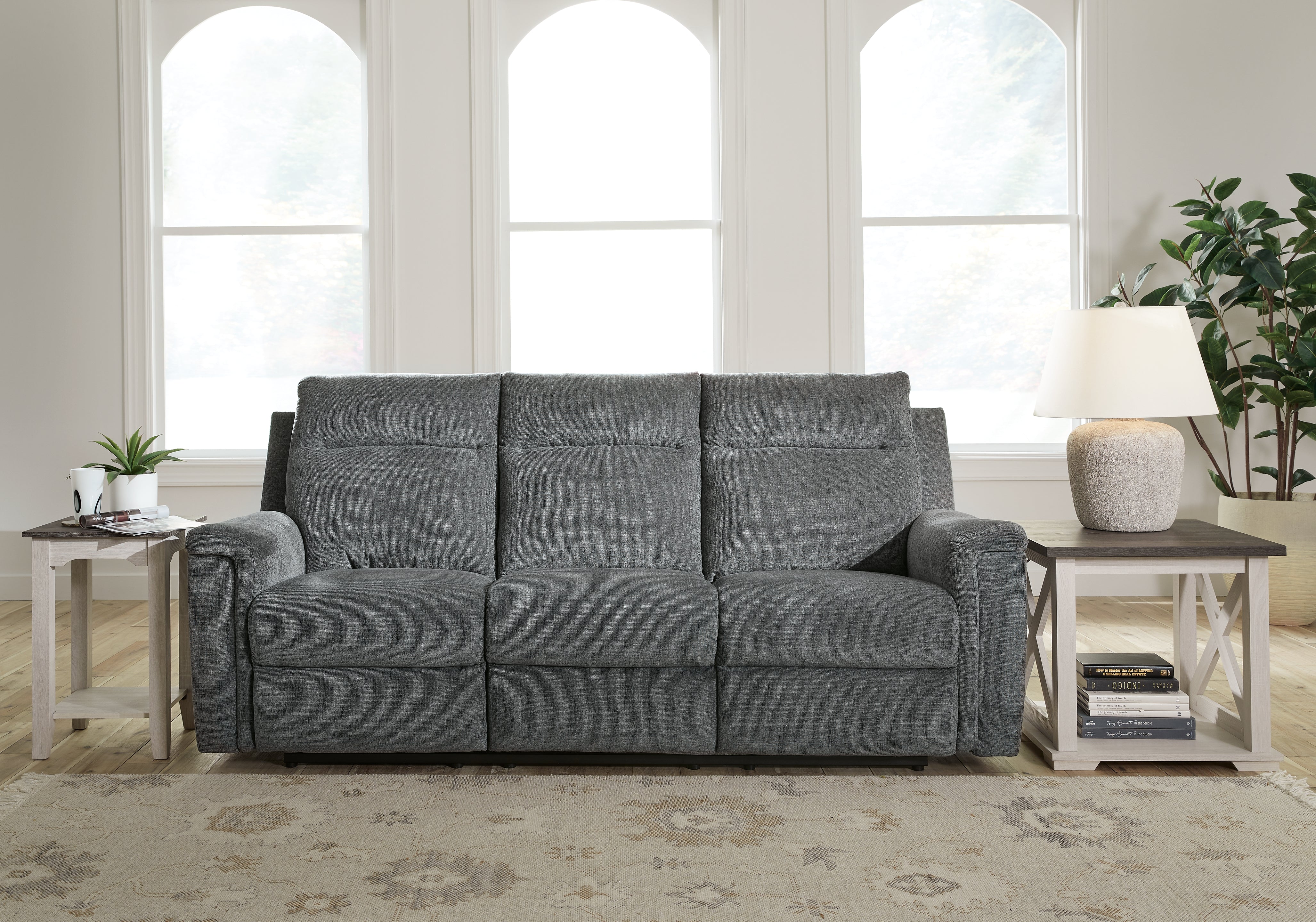 Tampa Furniture Outlet Lutz - Ashley Furniture - Barnsana Living Room - Reclining Power Sofa / Gravel - 3320287