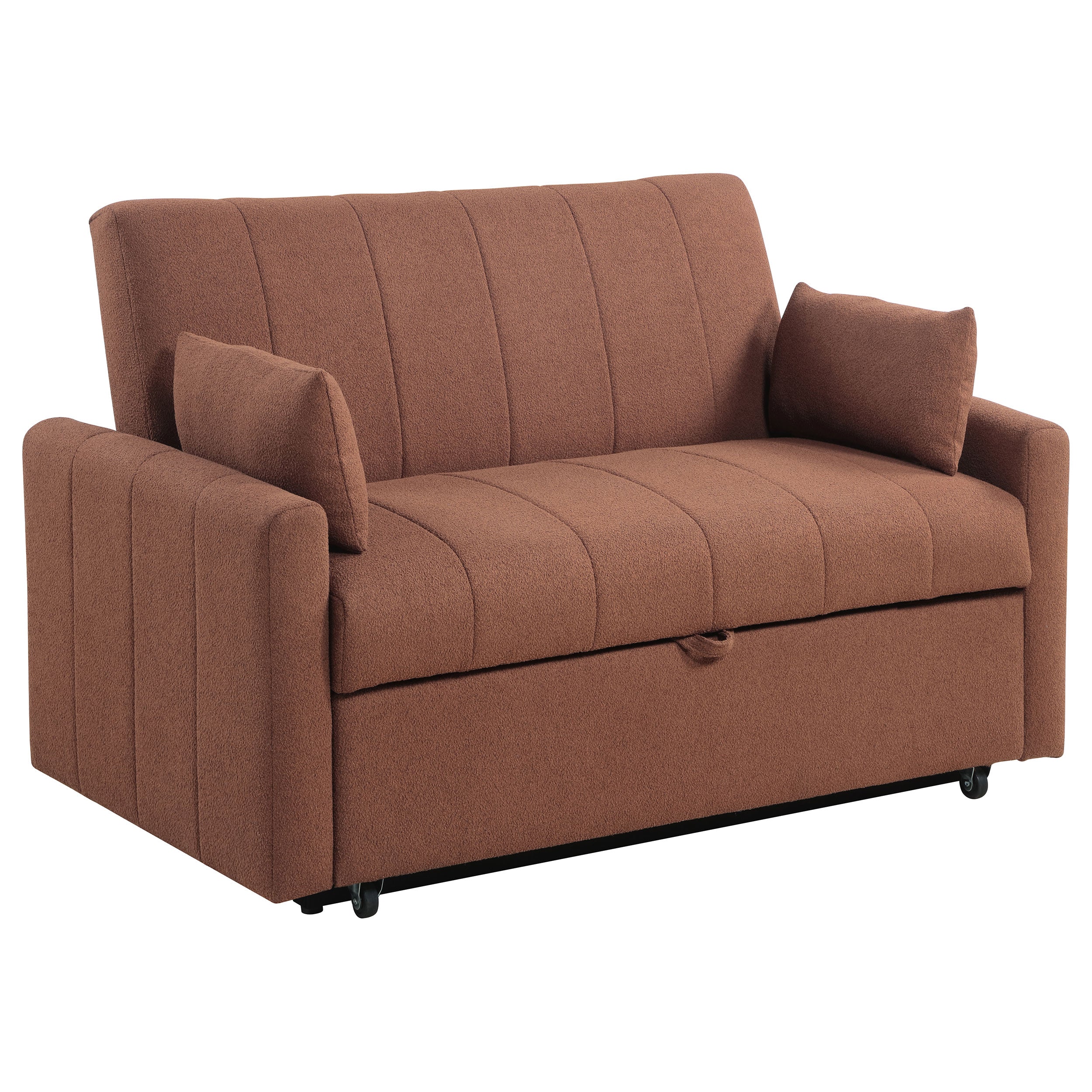 Tampa Furniture Outlet - Coaster - Portland Boucle Upholstered Sleeper Sofa Bed Copper - 350145