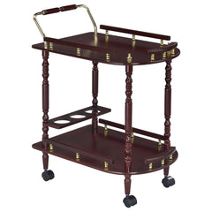 Tampa Furniture Outlet - Coaster - Palmer 2-tier Rectangular Wood Bar Cart Merlot - 3512
