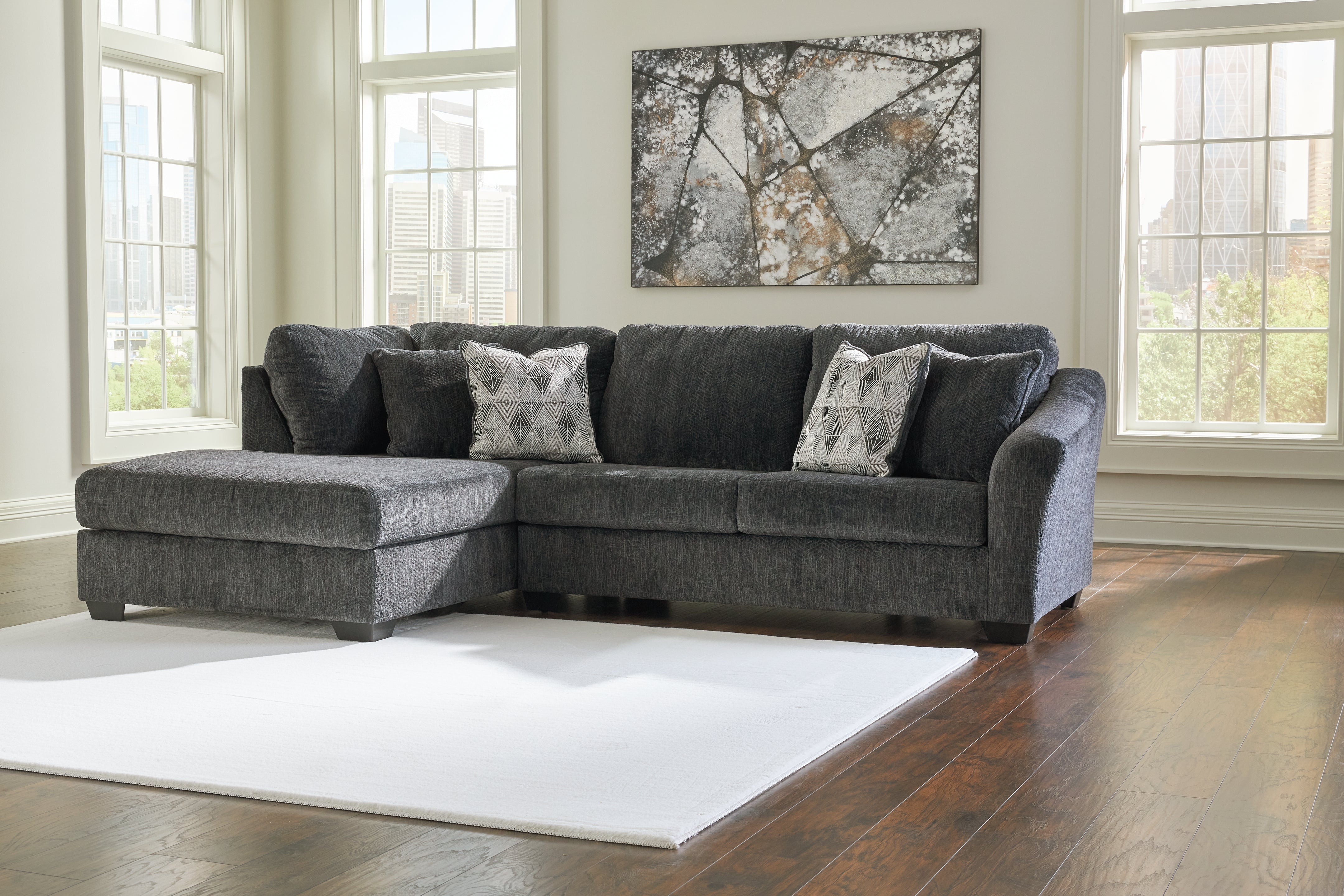 Tampa Furniture Outlet Lutz - Ashley Furniture - Biddeford Sectional - RAF 2-Piece Sectional with Chaise / Shadow - 35504S1