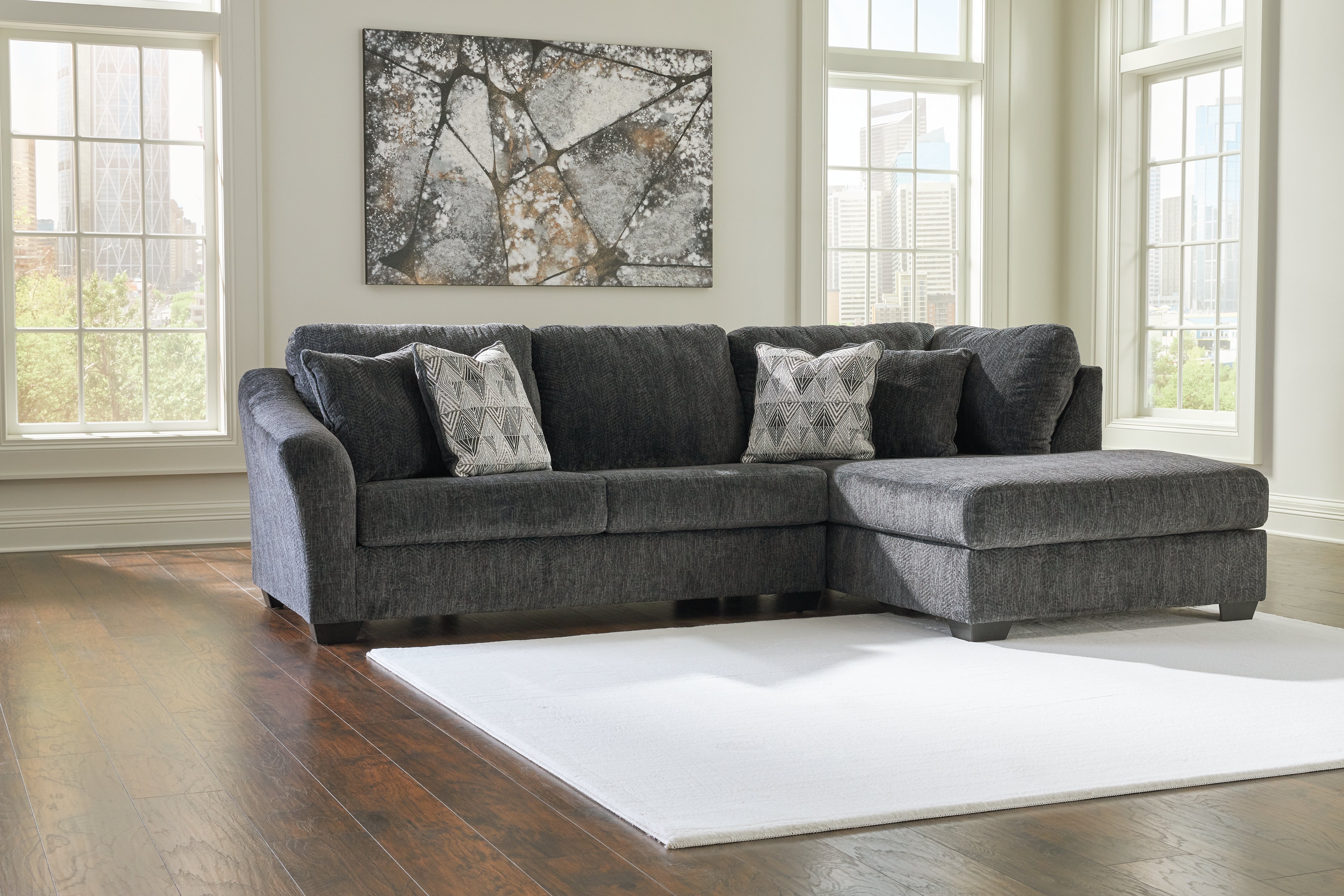 Tampa Furniture Outlet Lutz - Ashley Furniture - Biddeford Sectional - LAF 2-Piece Sectional with Chaise / Shadow - 35504S2
