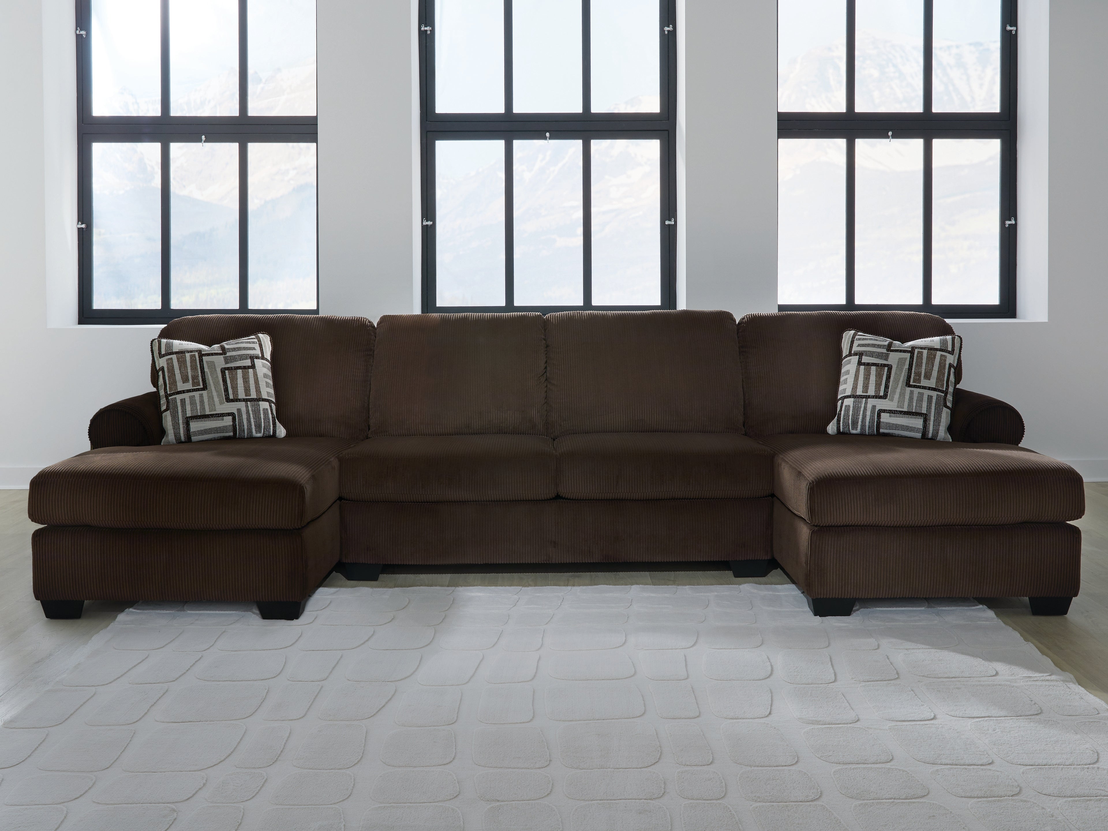 Tampa Furniture Outlet Lutz - Ashley Furniture - Kimlee Sectional - RAF 3-Piece Sectional with Double Chaise / Chocolate - PC35603S3