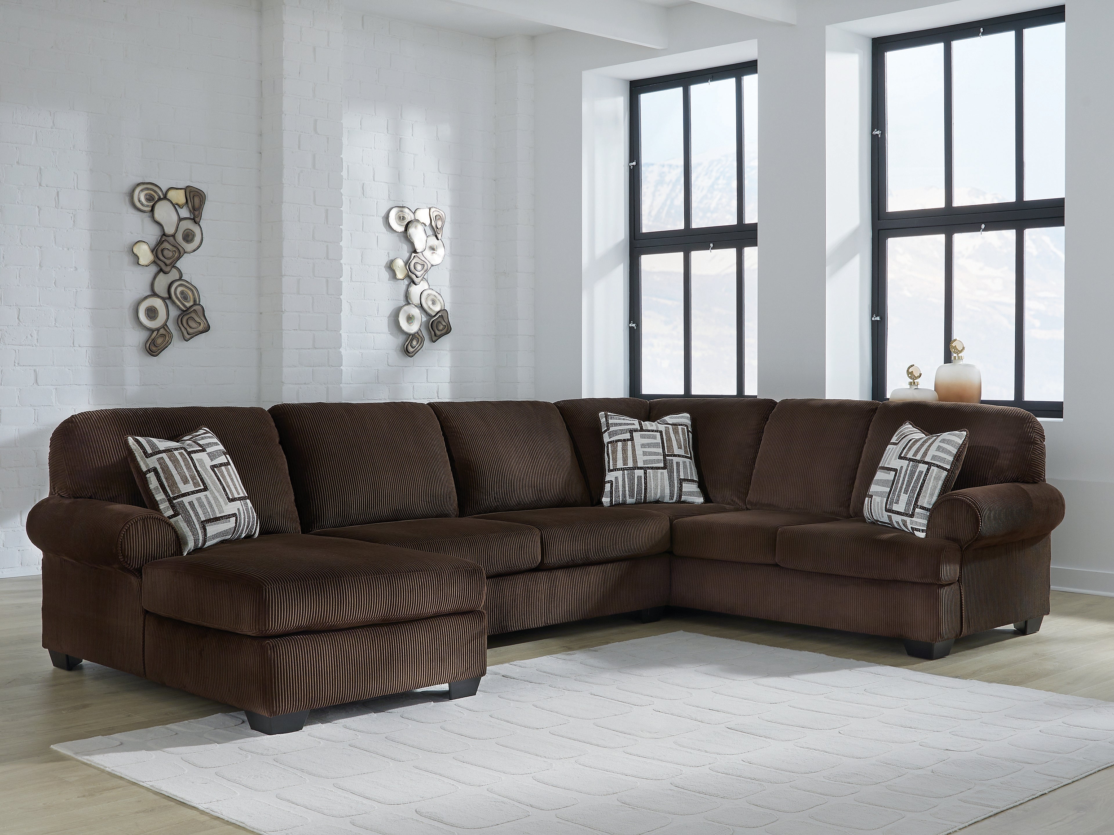 Tampa Furniture Outlet Lutz - Ashley Furniture - Kimlee Sectional - RAF 3-Piece Sectional with Chaise / Chocolate - PC35603S1