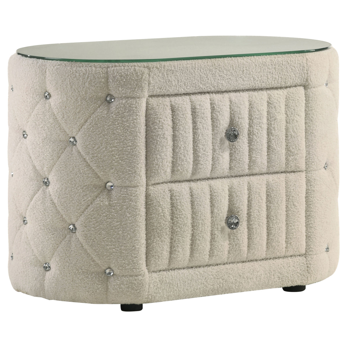 Tampa Furniture Outlet - Coaster - Sonya 2-drawer Upholstered Nightstand Bedside Table Ivory - 360112