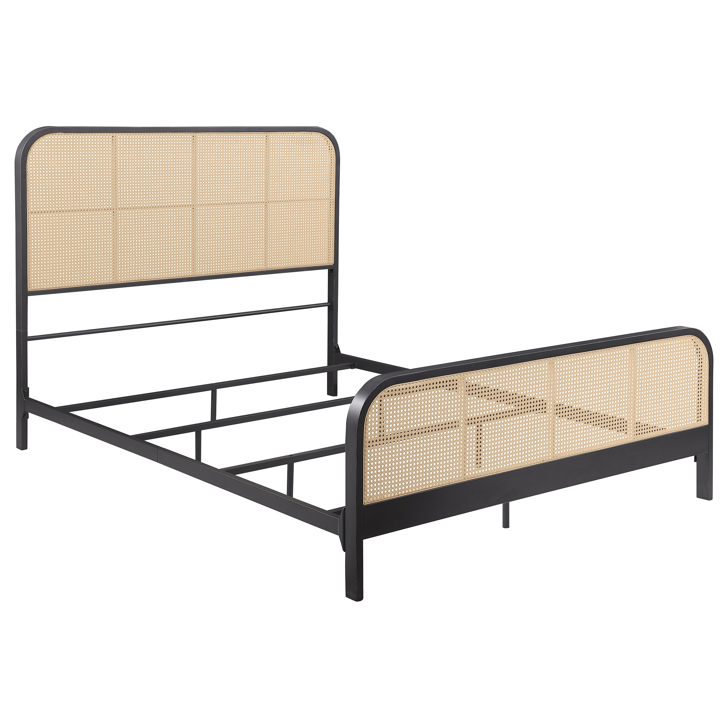 Tampa Furniture Outlet - Coaster - Lanewood Open Cane Webbing Metal Queen Bed Black - 360250Q