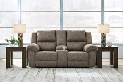 Tampa Furniture Outlet Lutz - Ashley Furniture - Laresview Living Room - DBL Rec Loveseat w/Console / Fossil - 3720394