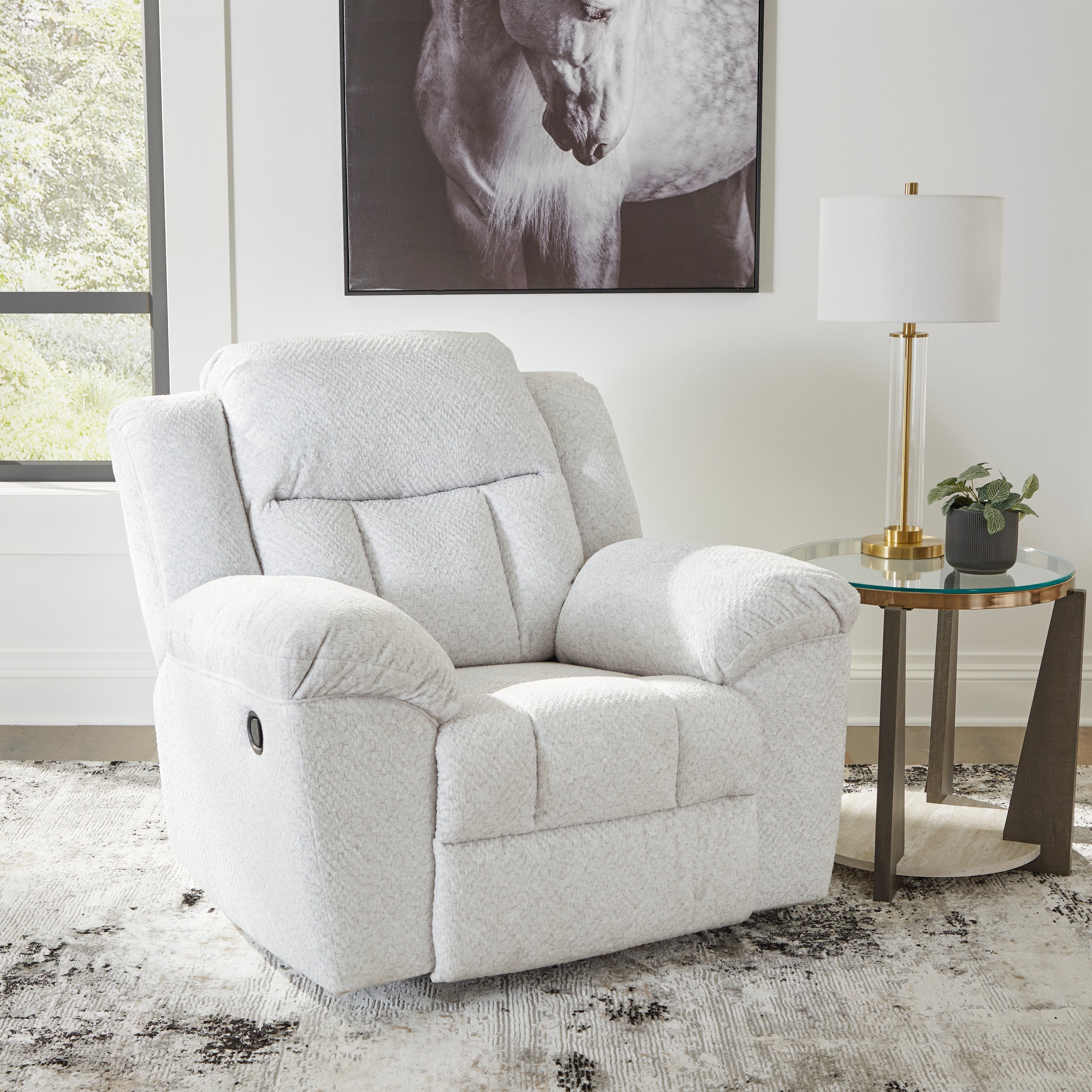 Tampa Furniture Outlet Lutz - Ashley Furniture - Frohn Living Room - Rocker Recliner / Snow - 3740525
