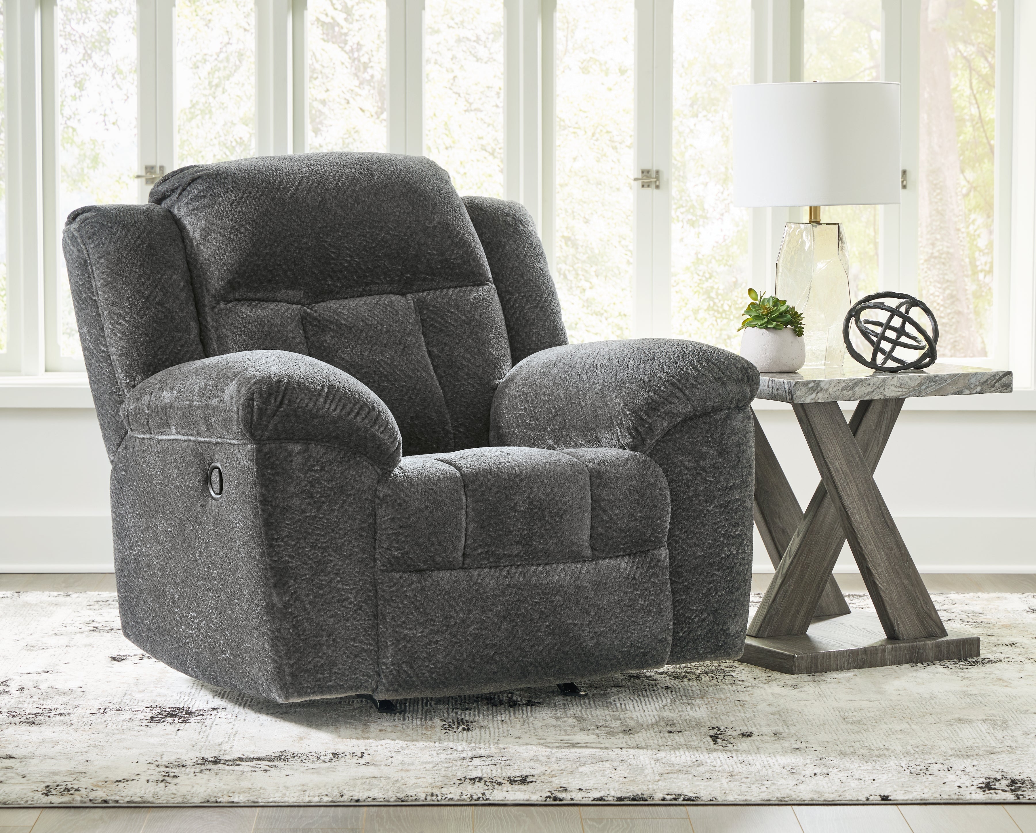 Tampa Furniture Outlet Lutz - Ashley Furniture - Frohn Living Room - Rocker Recliner / Graphite - 3740625