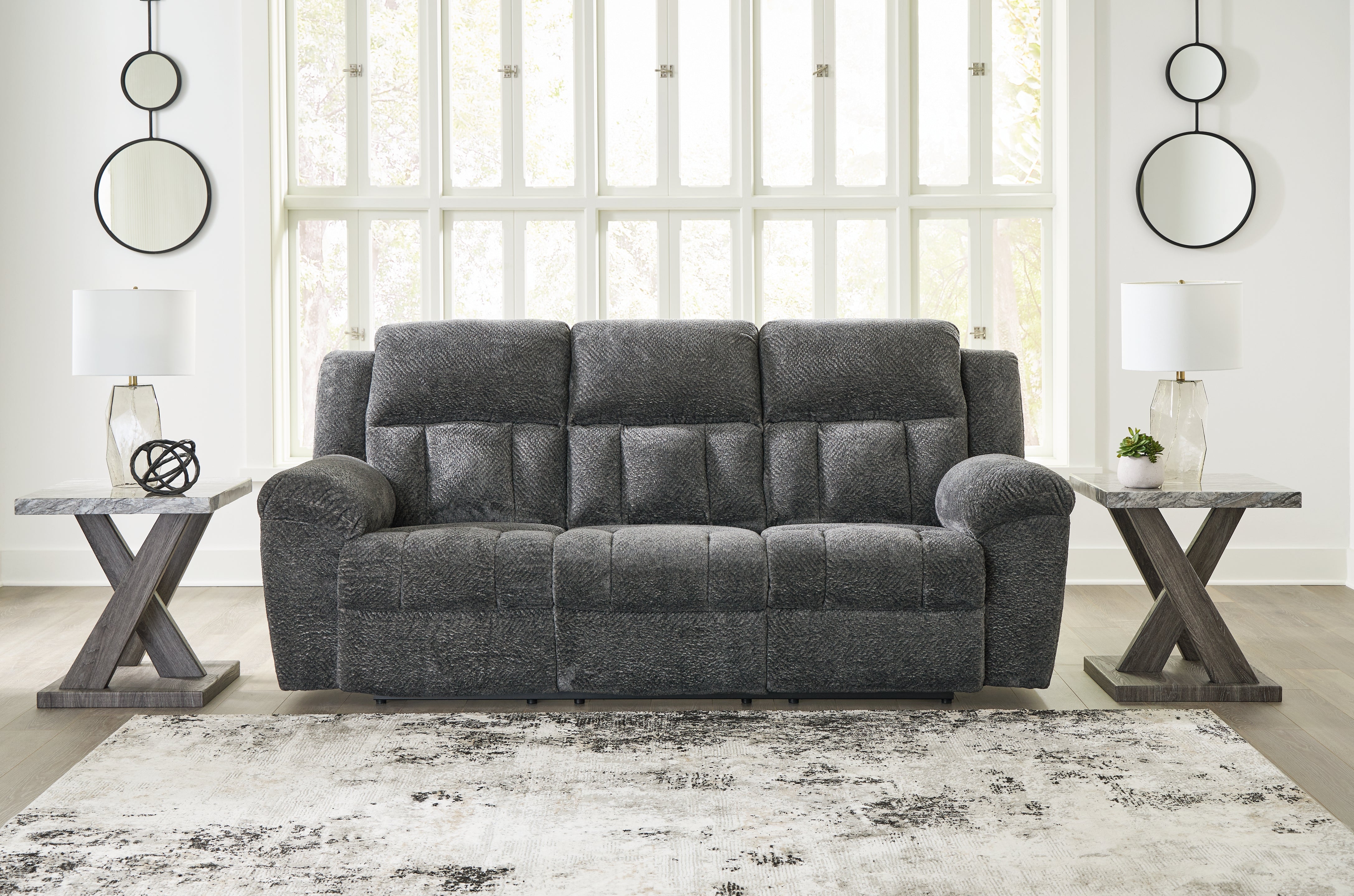 Tampa Furniture Outlet Lutz - Ashley Furniture - Frohn Living Room - Reclining Sofa / Graphite - 3740688
