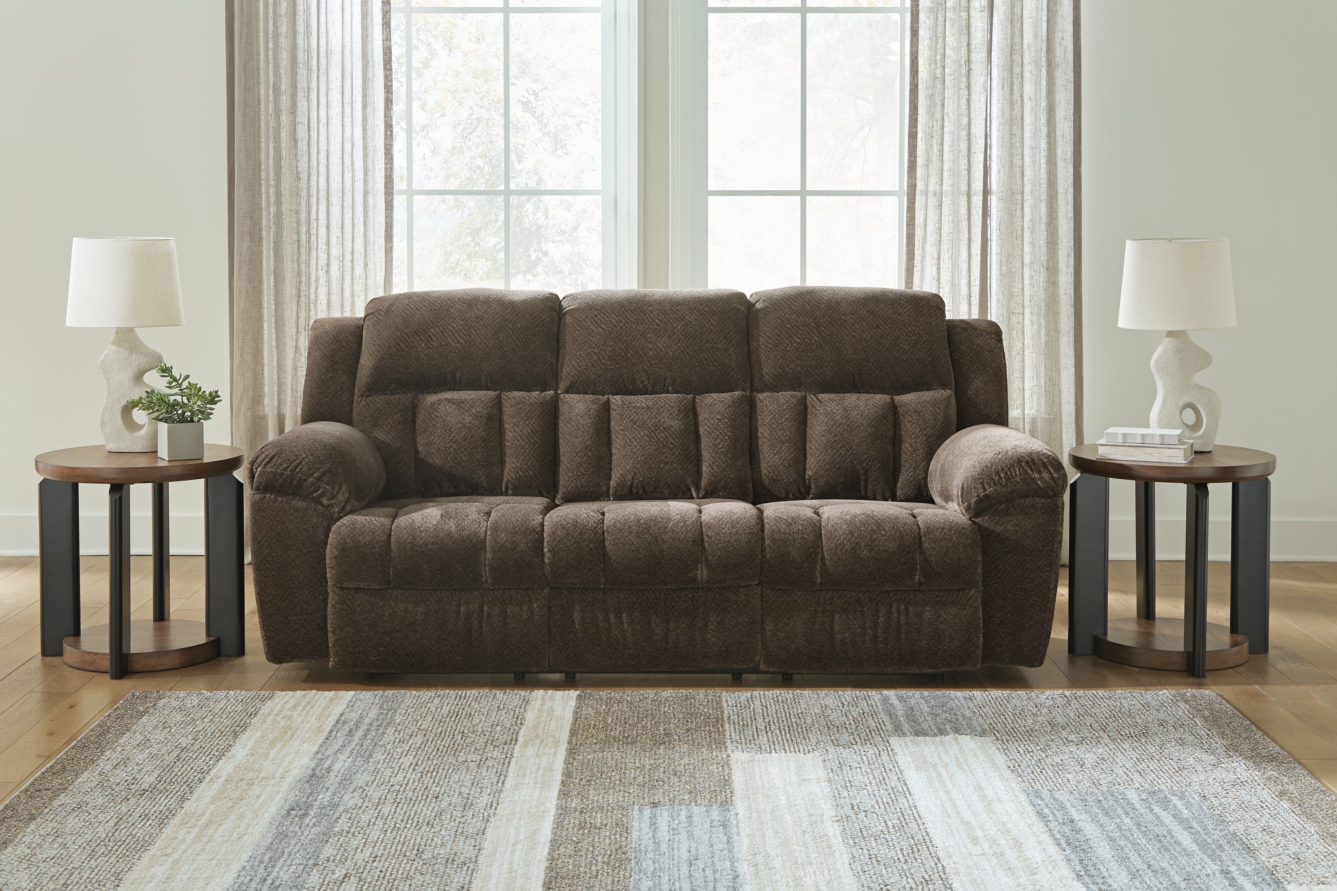 Tampa Furniture Outlet Lutz - Ashley Furniture - Frohn Living Room - Reclining Sofa / Chocolate - 3740788