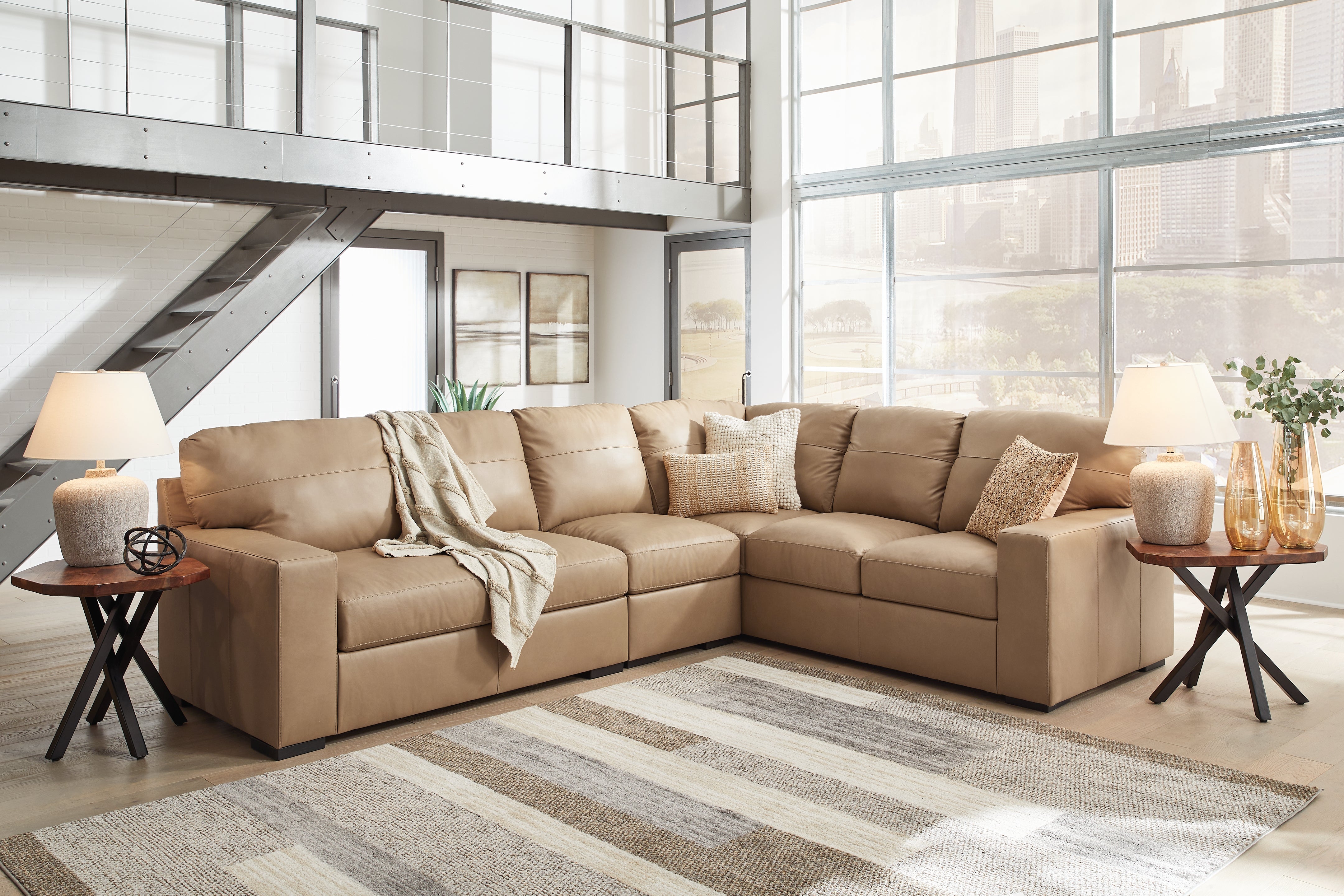 Tampa Furniture Outlet Lutz - Ashley Furniture - Bandon Sectional - RAF 3-Piece Sectional / Toffee - 38006S4