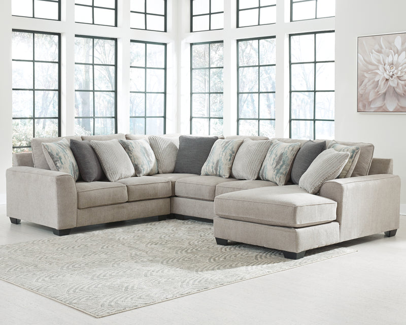 Tampa Furniture Outlet Lutz - Ashley Furniture - Ardsley Sectional - RAF 4-Piece Sectional with Chaise / Pewter - 39504S10