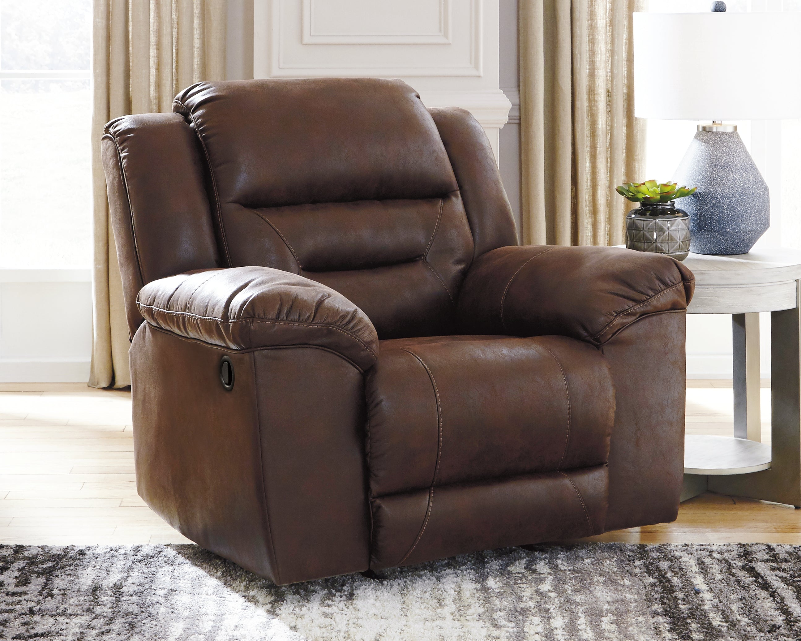 Tampa Furniture Outlet Lutz - Ashley Furniture - Stoneland Living Room - Rocker Recliner / Chocolate - 3990425