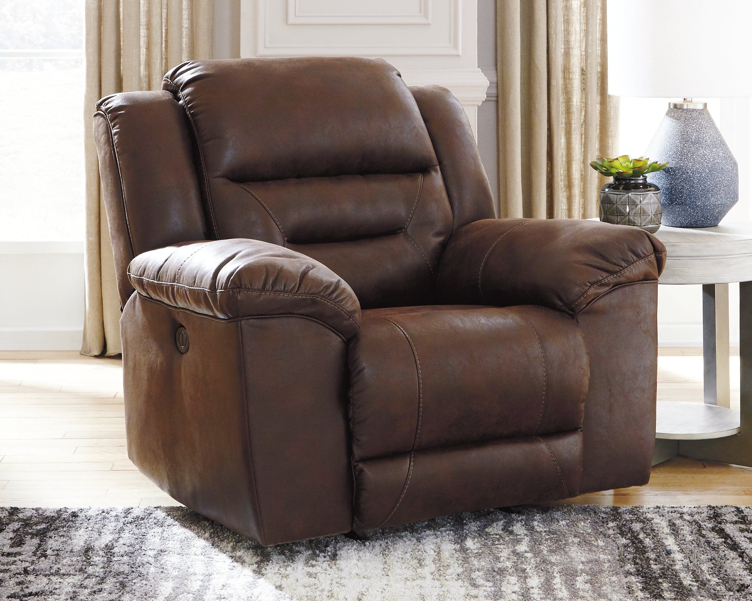 Tampa Furniture Outlet Lutz - Ashley Furniture - Stoneland Living Room - Power Rocker Recliner / Chocolate - 3990498