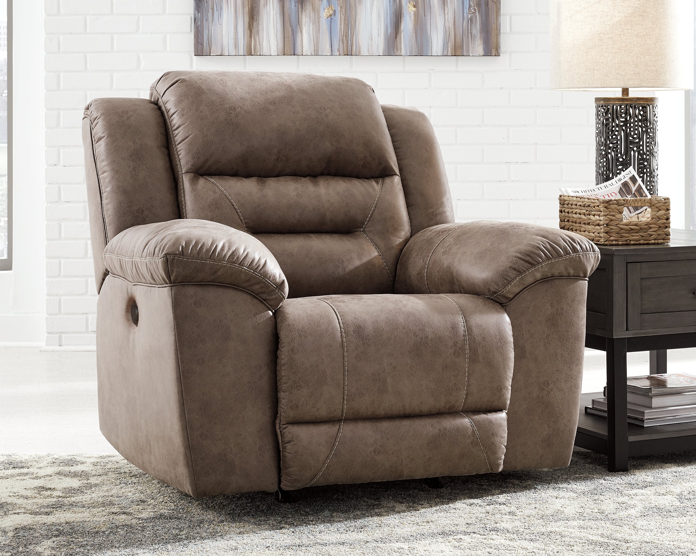 Tampa Furniture Outlet Lutz - Ashley Furniture - Stoneland Living Room - Power Rocker Recliner / Fossil - 3990598