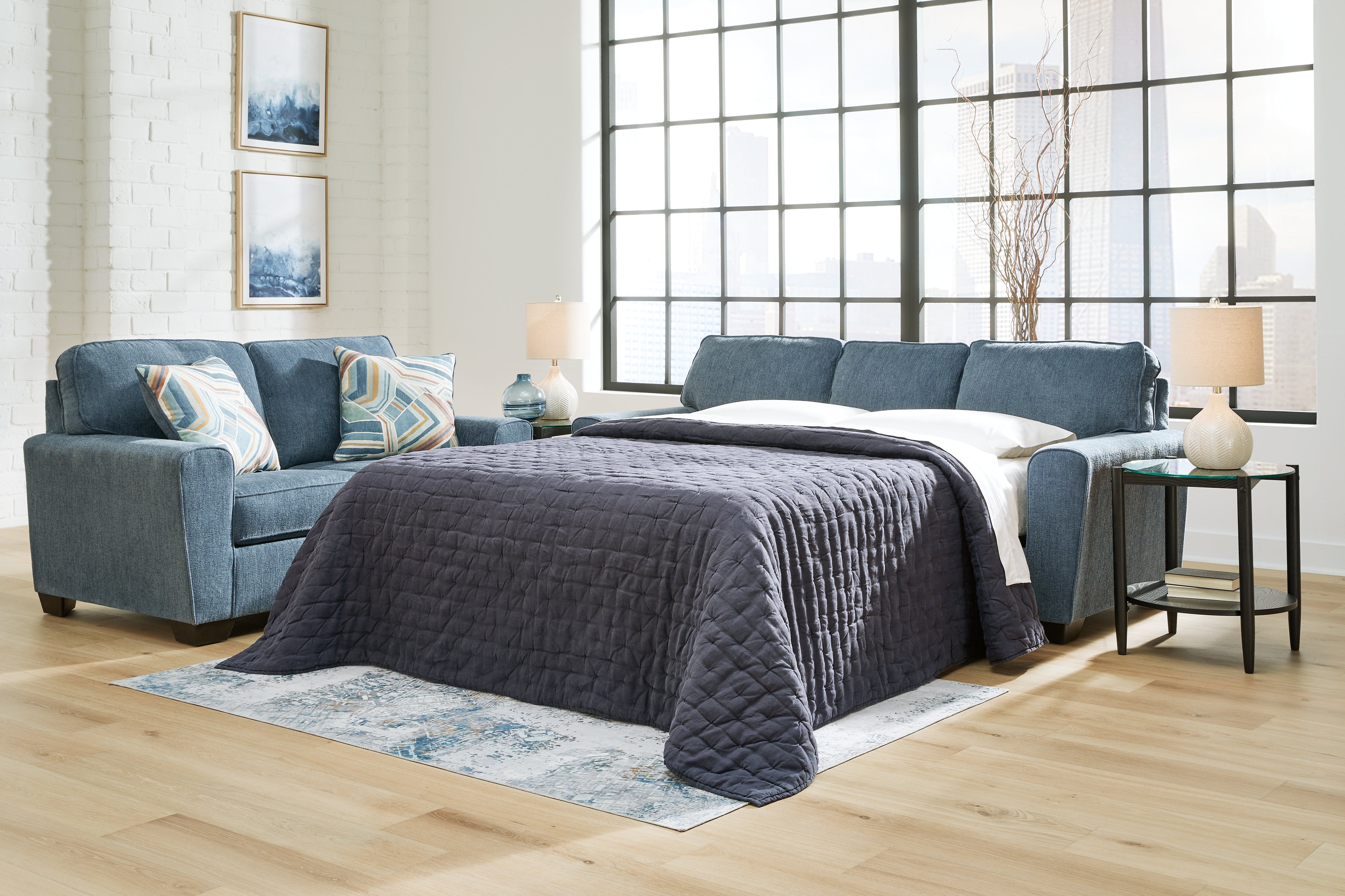 Tampa Furniture Outlet Lutz - Ashley Furniture - Cashton Living Room - Queen Sofa Sleeper / Blue - 4060539