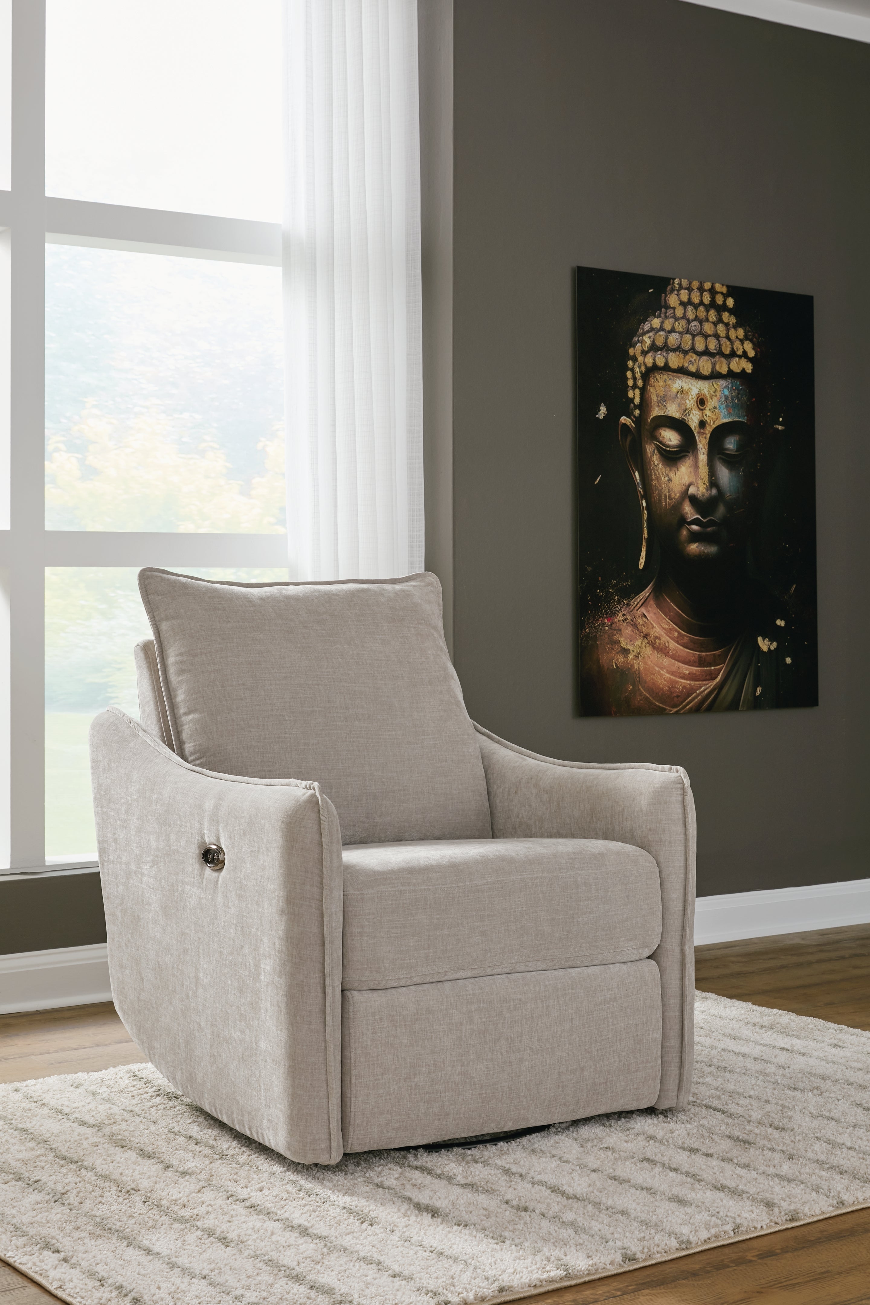 Tampa Furniture Outlet Lutz - Ashley Furniture - McBurg Living Room - Swivel Power Recliner / Taupe - 4480228