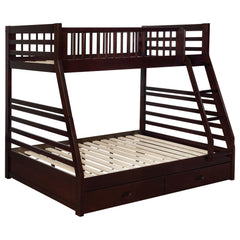 Tampa Furniture Outlet - Coaster - Ashton 2-drawer Wood Twin Over Full Bunk Bed Cappuccino - 460184
