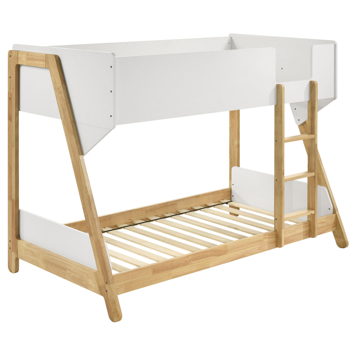 Tampa Furniture Outlet - Coaster - Wyatt Wood Twin Over Twin Bunk Bed White and Natural  - 460510