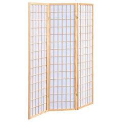 Tampa Furniture Outlet - Coaster - Carrie 3-Panel Room Divider Folding Shoji Screen Natural - 4621
