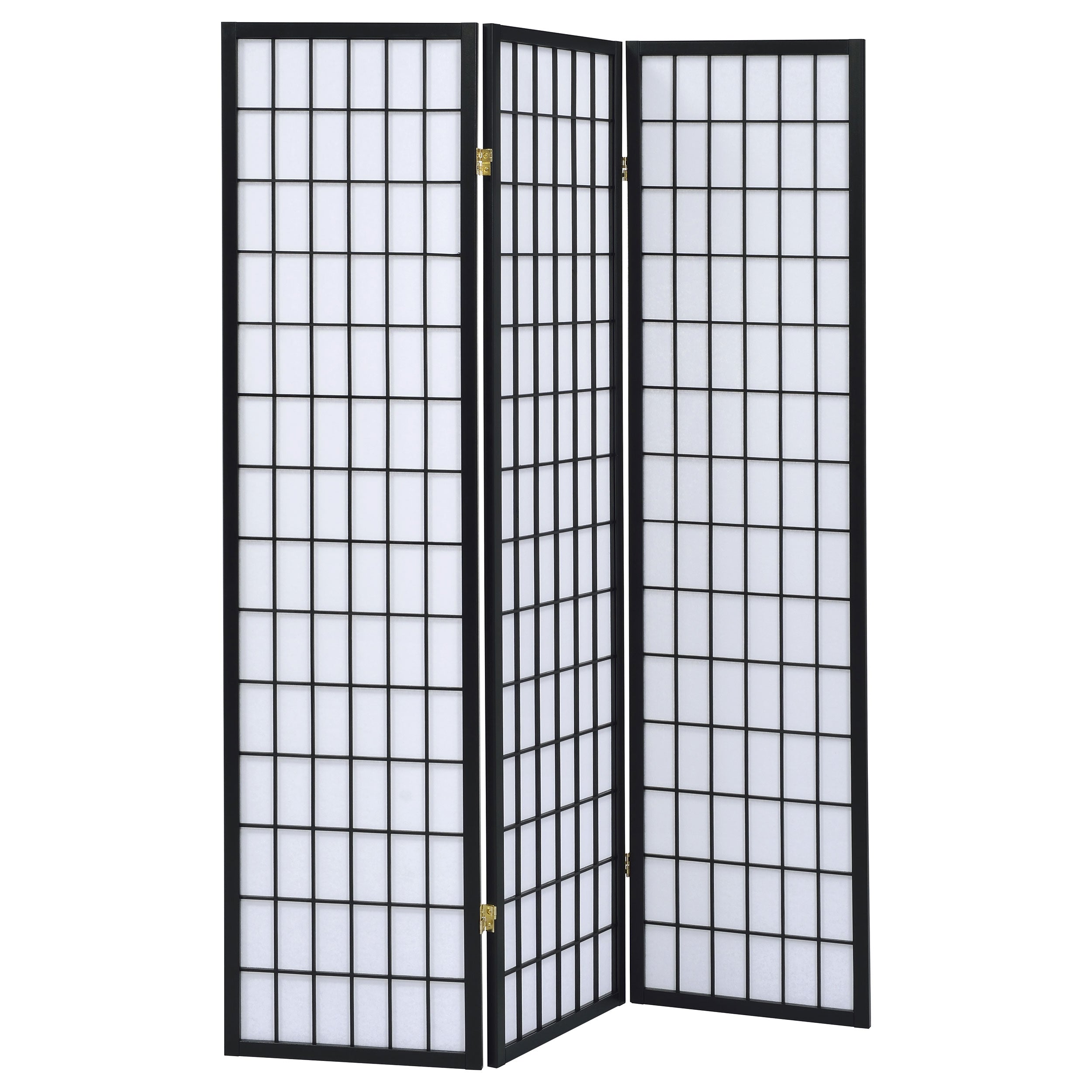 Tampa Furniture Outlet - Coaster - Carrie 3-Panel Room Divider Folding Shoji Screen Black - 4622