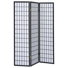 Tampa Furniture Outlet - Coaster - Carrie 3-Panel Room Divider Folding Shoji Screen Black - 4622