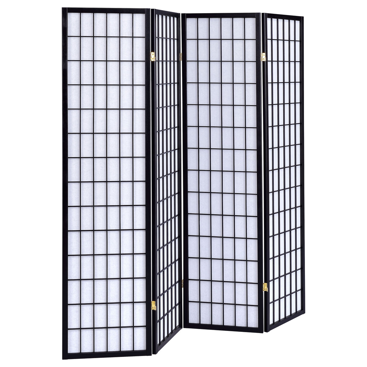 Tampa Furniture Outlet - Coaster - Roberto 4-Panel Room Divider Folding Shoji Screen Black - 4624