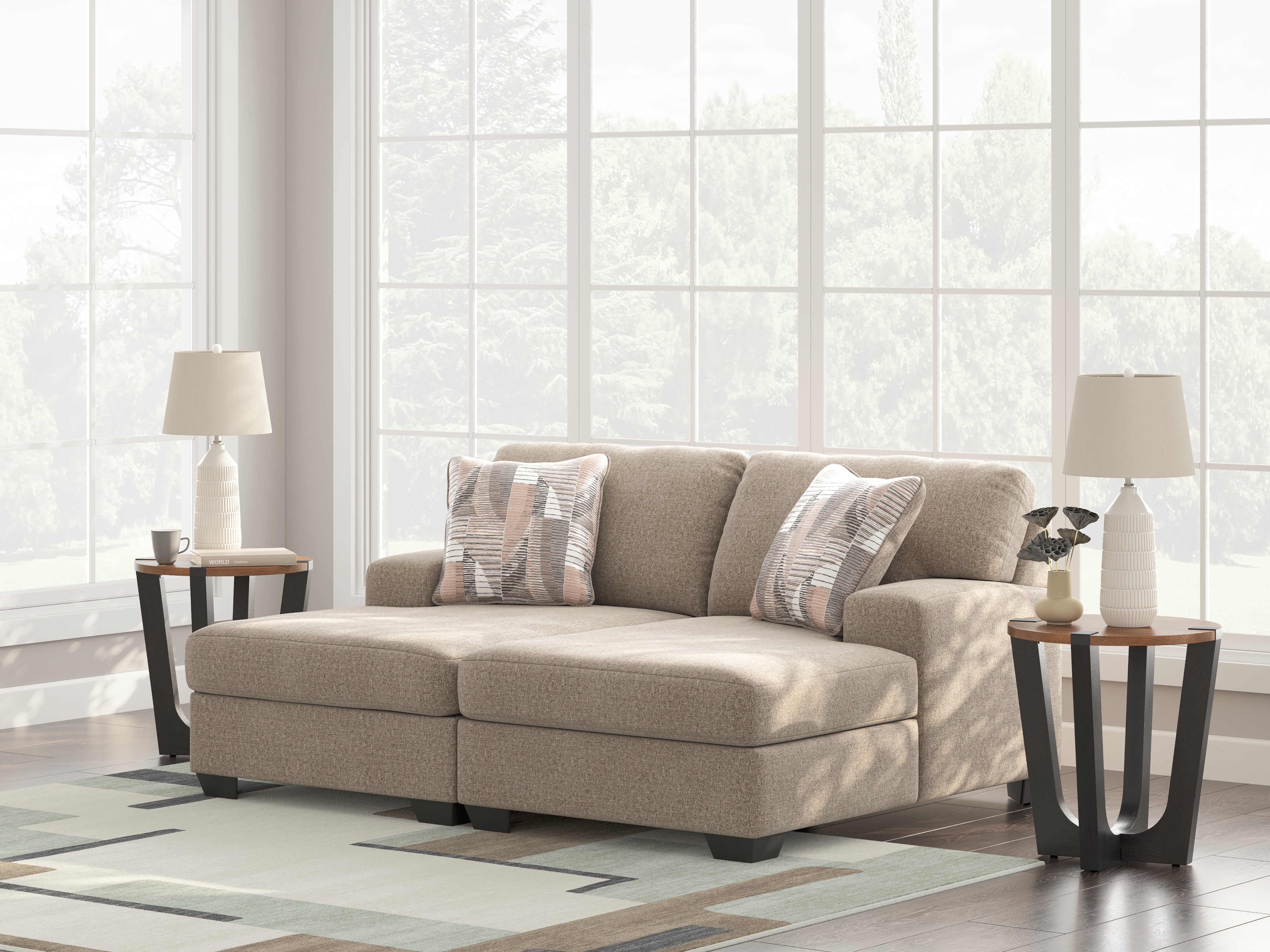 Tampa Furniture Outlet Lutz - Ashley Furniture - Newellen Sectional - RAF 2-Piece Super Chaise / Hemp - 48404S4