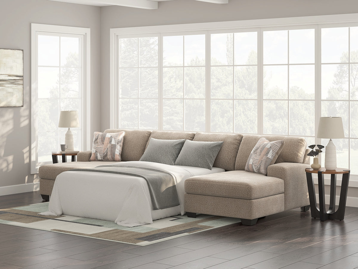 Tampa Furniture Outlet Lutz - Ashley Furniture - Newellen Sectional - RAF 3-Piece Sectional with Double Chaise / Hemp - 48404S7