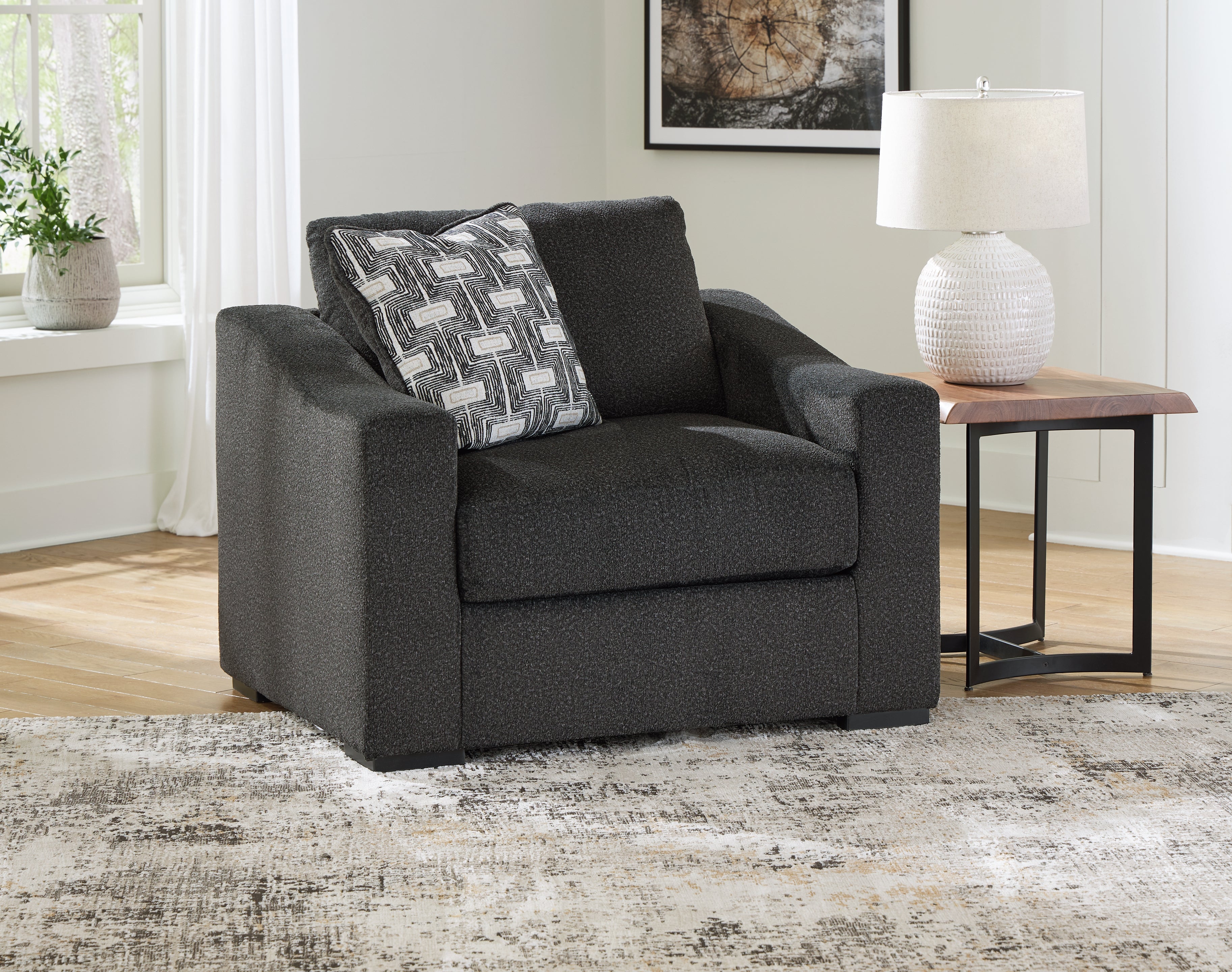 Tampa Furniture Outlet Lutz - Ashley Furniture - Wryenlynn Living Room - Chair and a Half / Onyx - 4940523
