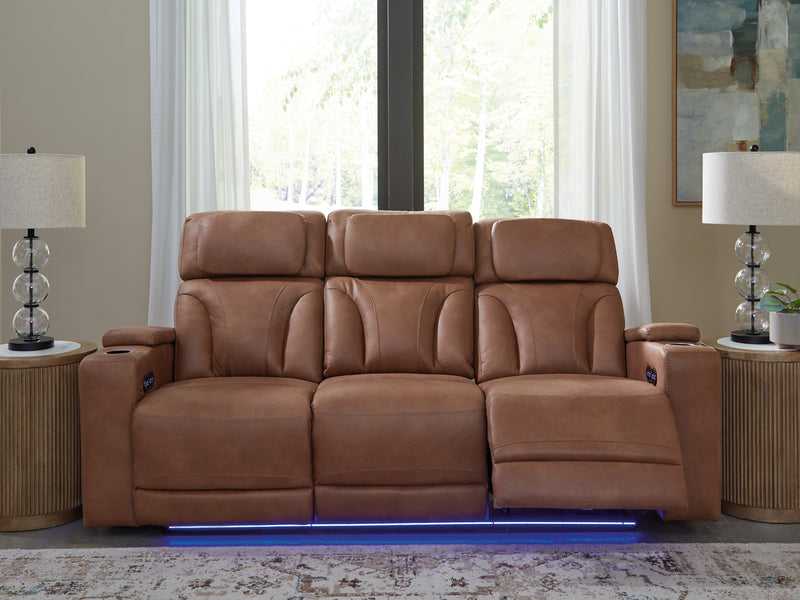 Tampa Furniture Outlet Lutz - Ashley Furniture - Clean-Slate Living Room - PWR REC Sofa with ADJ Headrest / Caramel - PC5010115