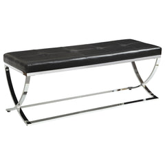 Tampa Furniture Outlet - Coaster - Walton Leatherette Upholstered Tufted Accent Bench Black - 501156