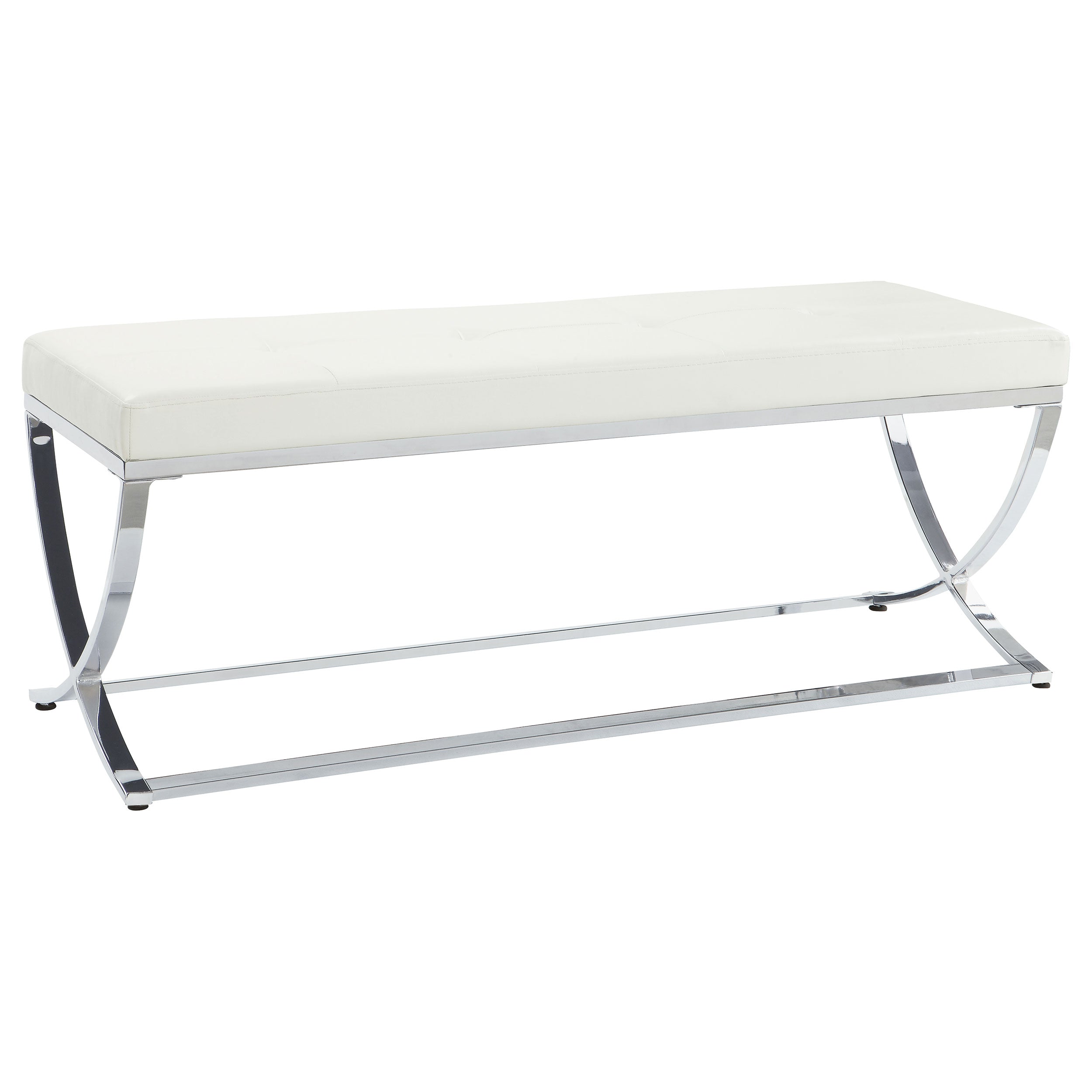 Tampa Furniture Outlet - Coaster - Walton Leatherette Upholstered Tufted Accent Bench White - 501157