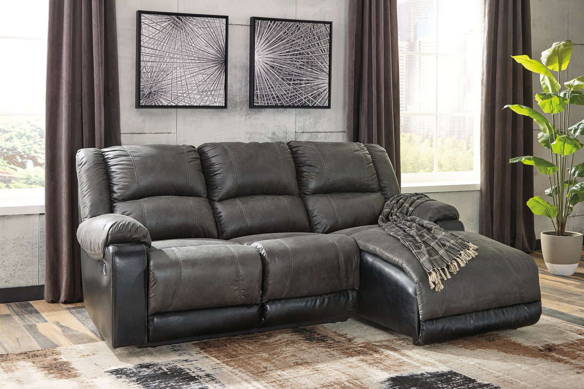 Tampa Furniture Outlet Lutz - Ashley Furniture - Nantahala Sectional - 3-Piece Reclining Sectional with Chaise / Slate - 50301S9