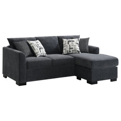 Tampa Furniture Outlet - Coaster - Storey Upholstered Sleeper Sectional Chaise Sofa Dark Grey - 504777