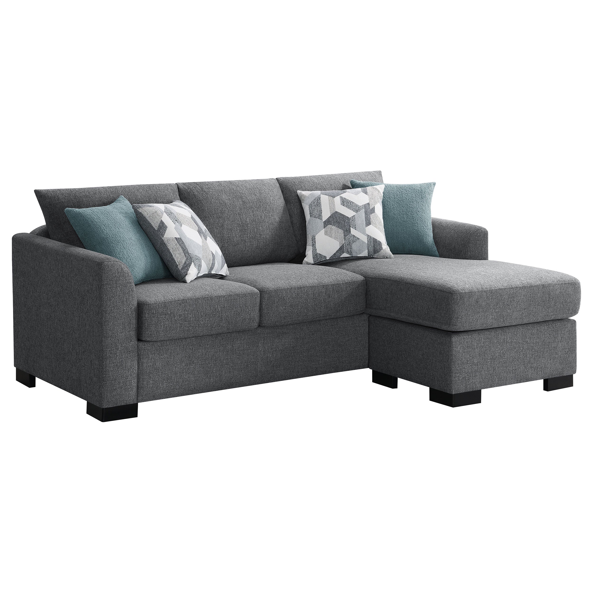 Tampa Furniture Outlet - Coaster - Storey Upholstered Sleeper Sectional Chaise Sofa Grey - 504779