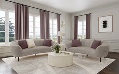 Tampa Furniture Outlet - Coaster - Ellorie 2-piece Upholstered Curved Sofa Set Beige - 504837-S2
