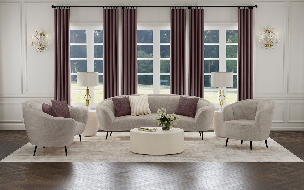 Tampa Furniture Outlet - Coaster - Ellorie 3-piece Upholstered Curved Sofa Set Beige - 504837-S3