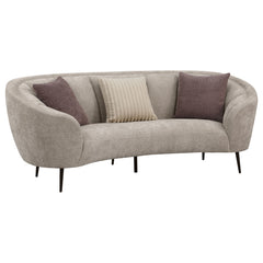 Tampa Furniture Outlet - Coaster - Ellorie Upholstered Channel Back Curved Sofa Beige - 504837