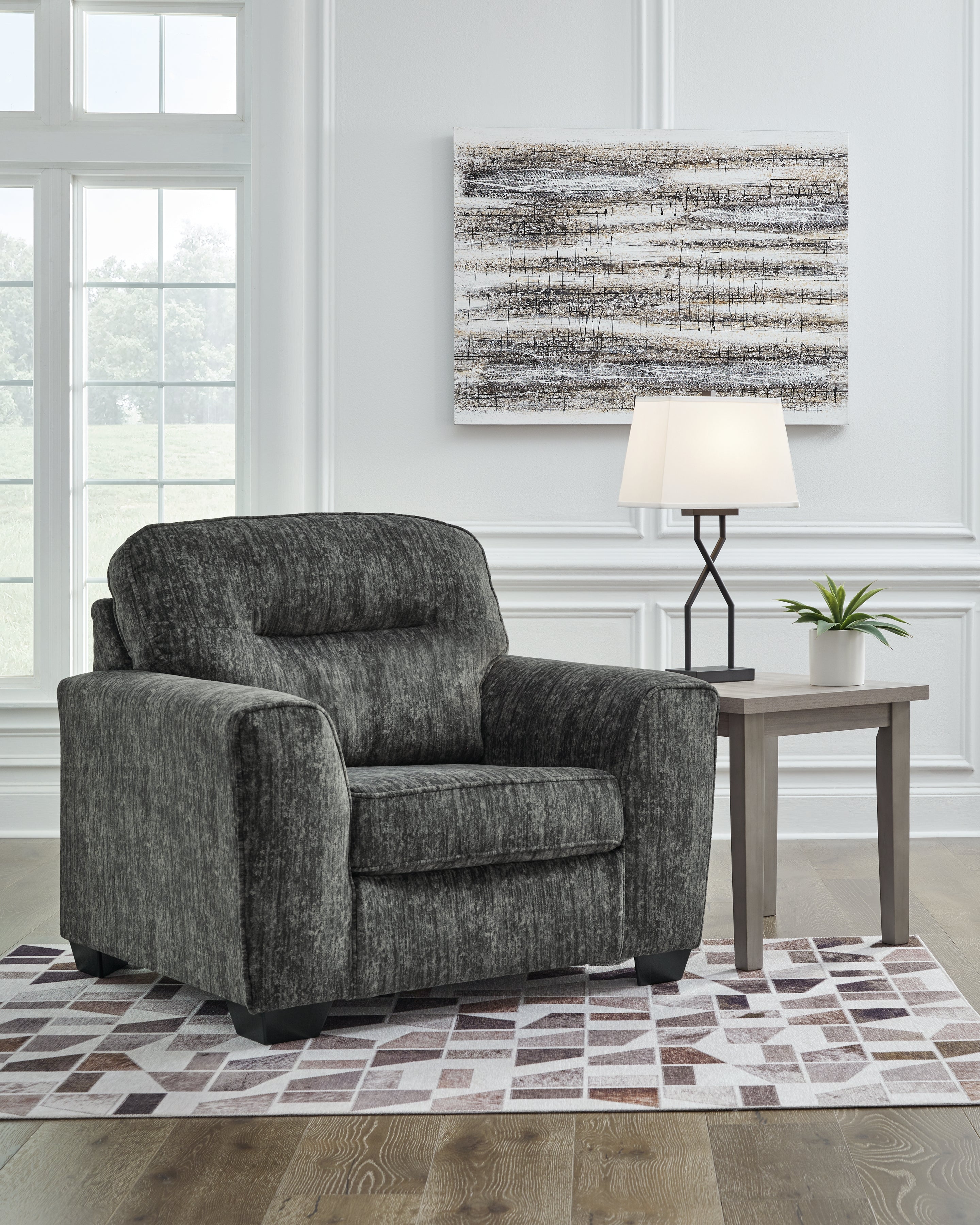 Tampa Furniture Outlet Lutz - Ashley Furniture - Lonoke Living Room - Chair and a Half / Gunmetal - 5050423